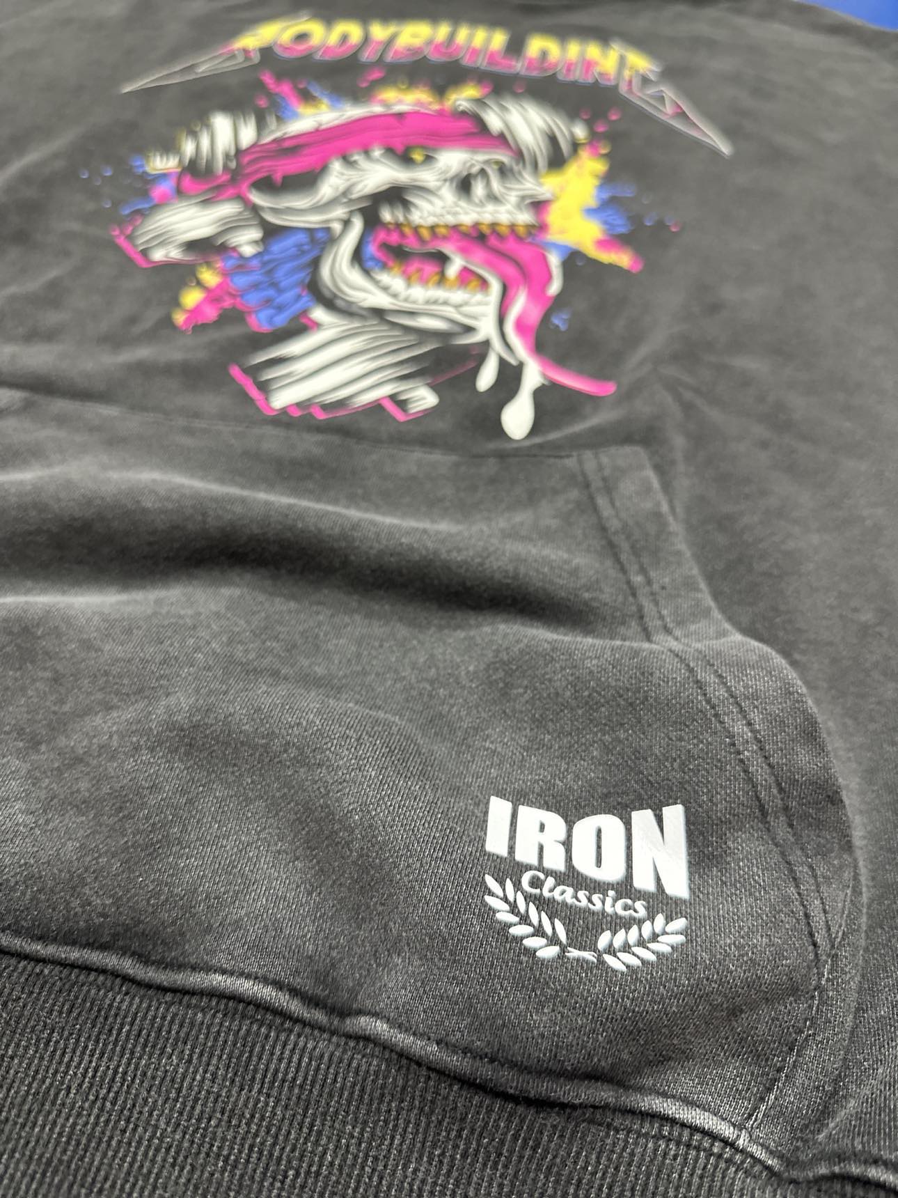 ACID WASH FRENCH TERRY HOODIE - PINK METALLICA LOGO