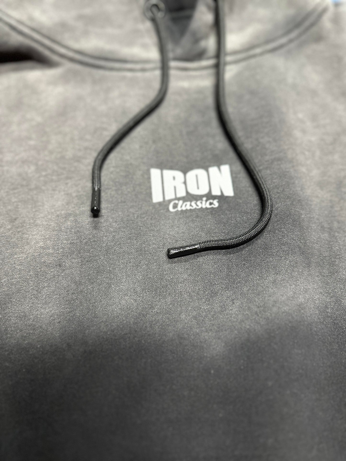 BLACK HALF AND HALF ACID WASH OVERSIZED HOODIE - SMALL IC LOGO