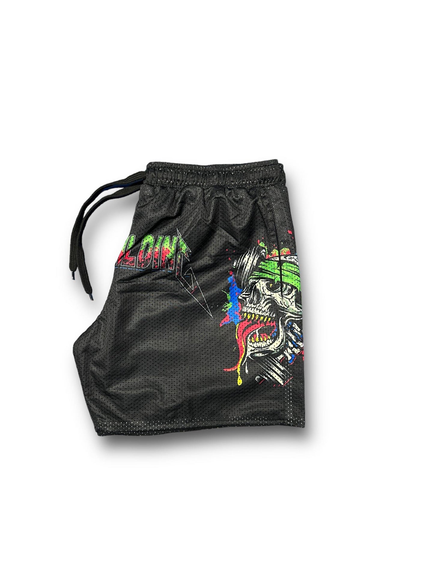 MESH 5" SHORTS - GREEN NEON METALLICA LOGO