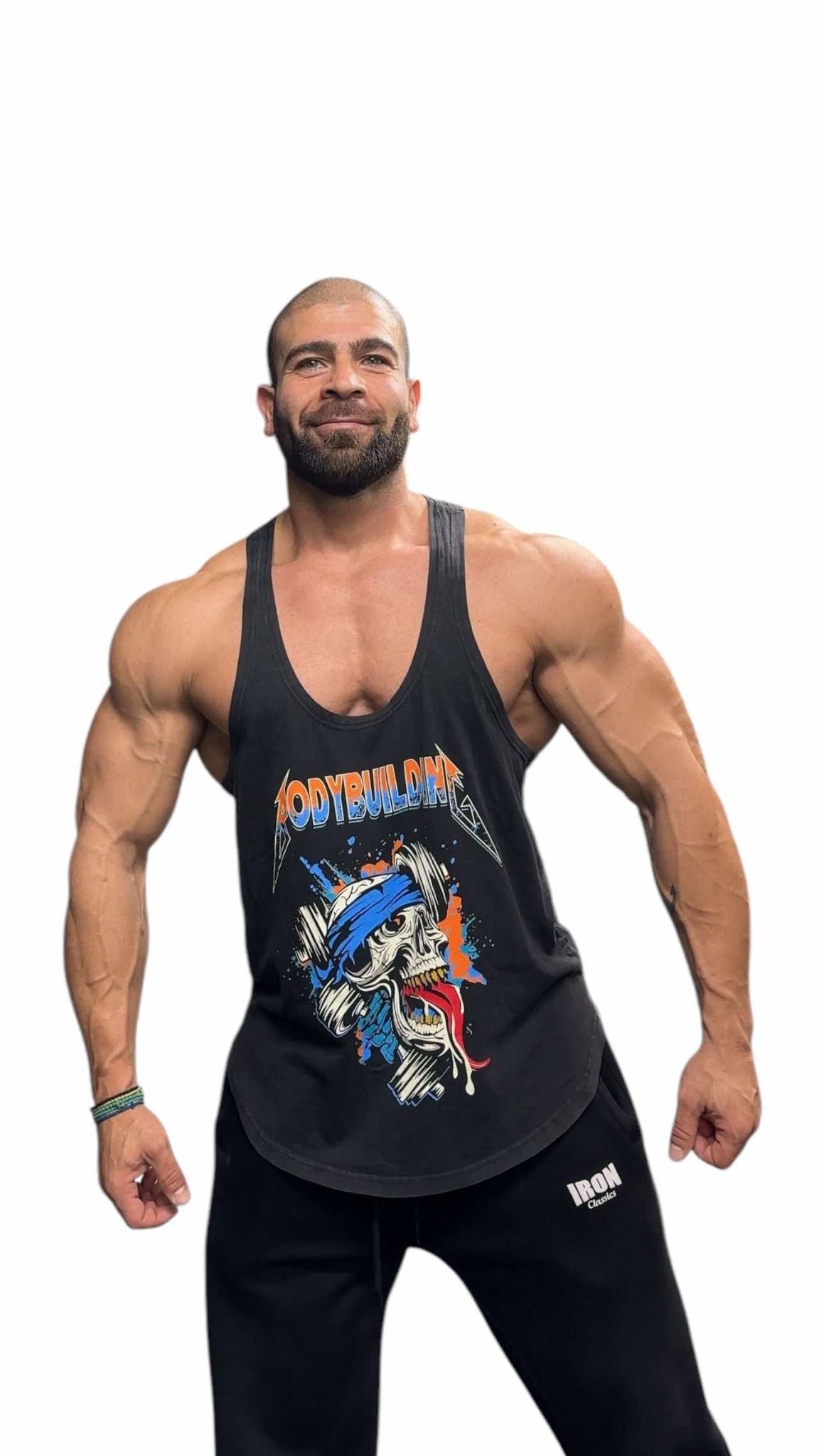 BLACK ACID WASH TANK TOP - ORANGE METALLICA LOGO