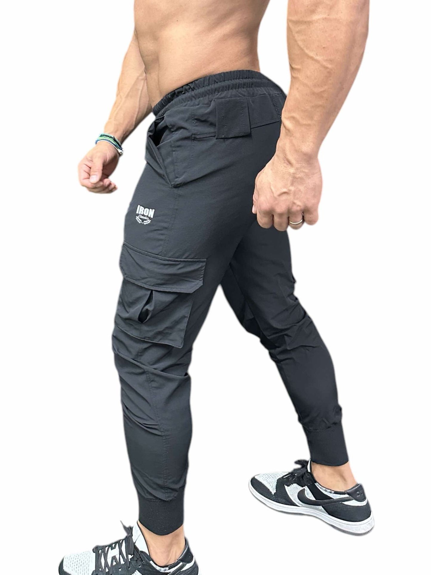 BLACK CARGO JOGGERS - BLACK COLOR