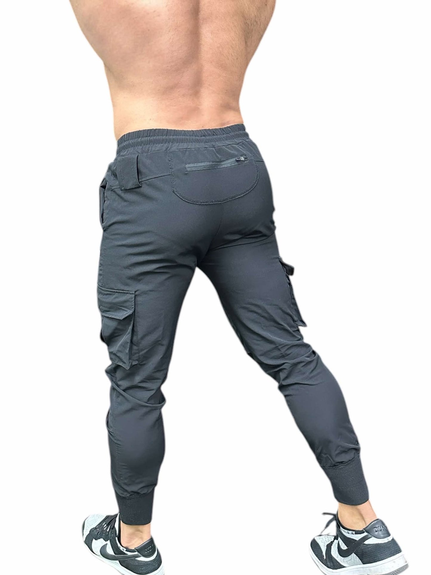 BLACK CARGO JOGGERS - BLACK COLOR