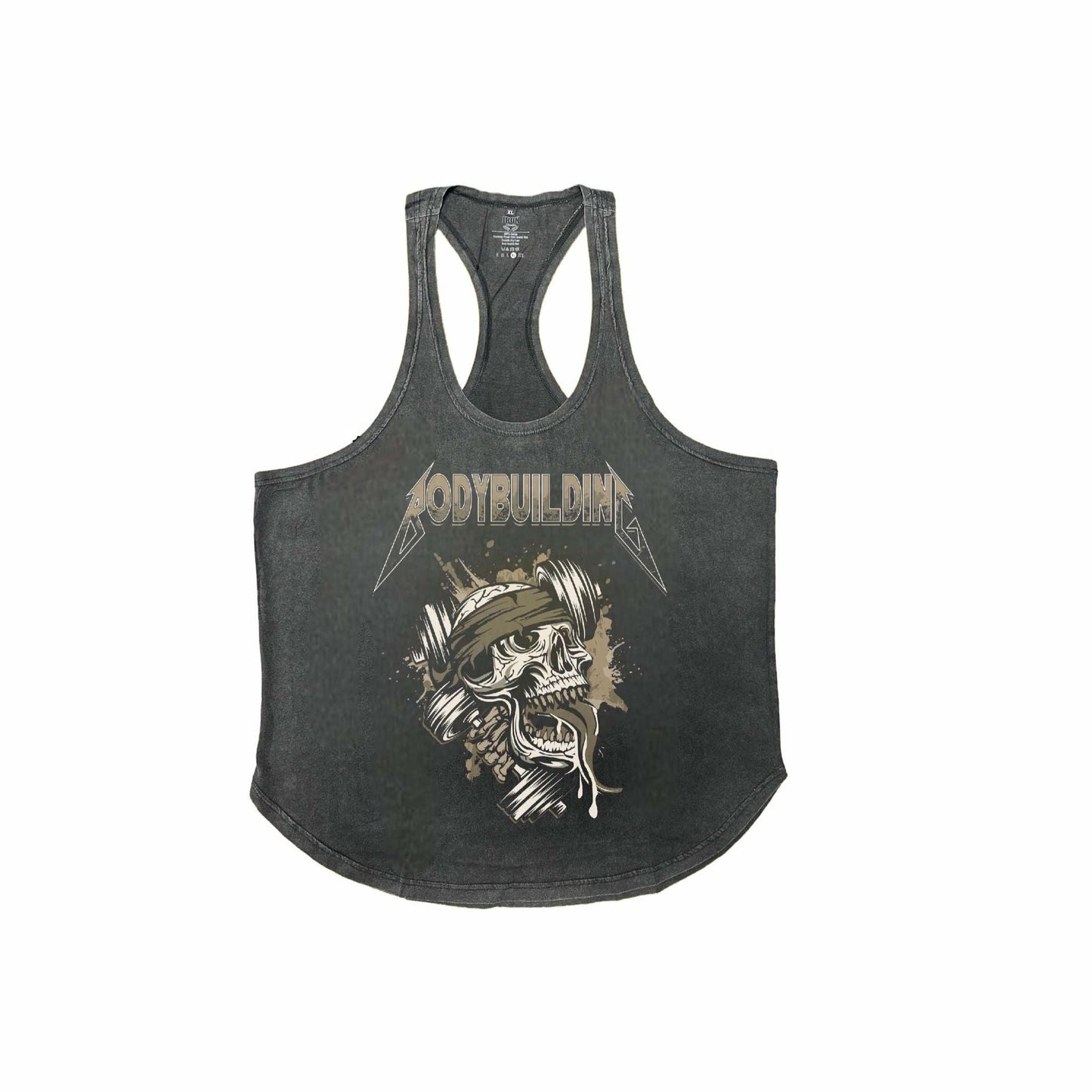 GREY ACID WASH TANK TOP - BROWN METALLICA LOGO