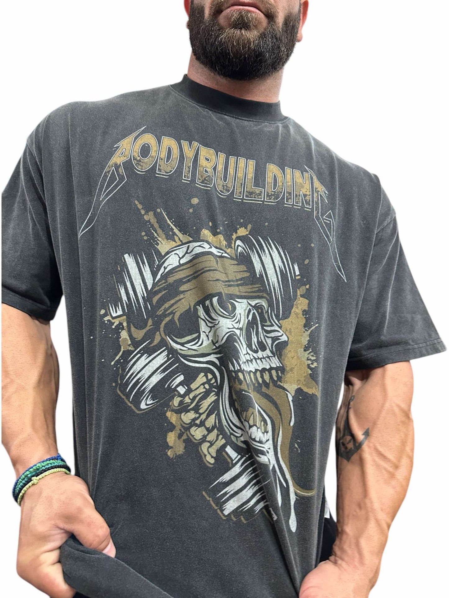 ACID WASH OVERSIZED TEE - BROWN METALLICA LOGO