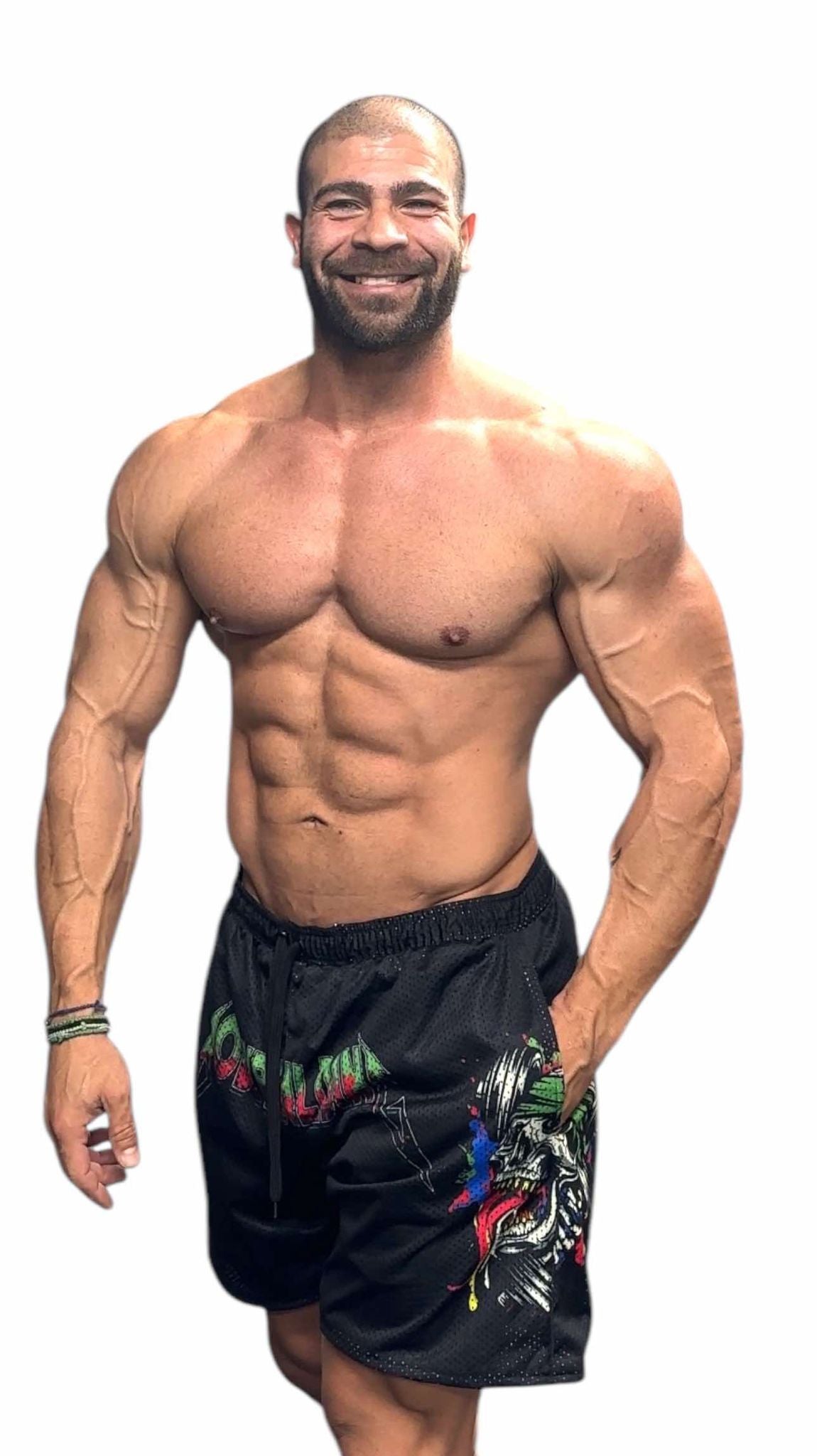 MESH 5" SHORTS - GREEN NEON METALLICA LOGO