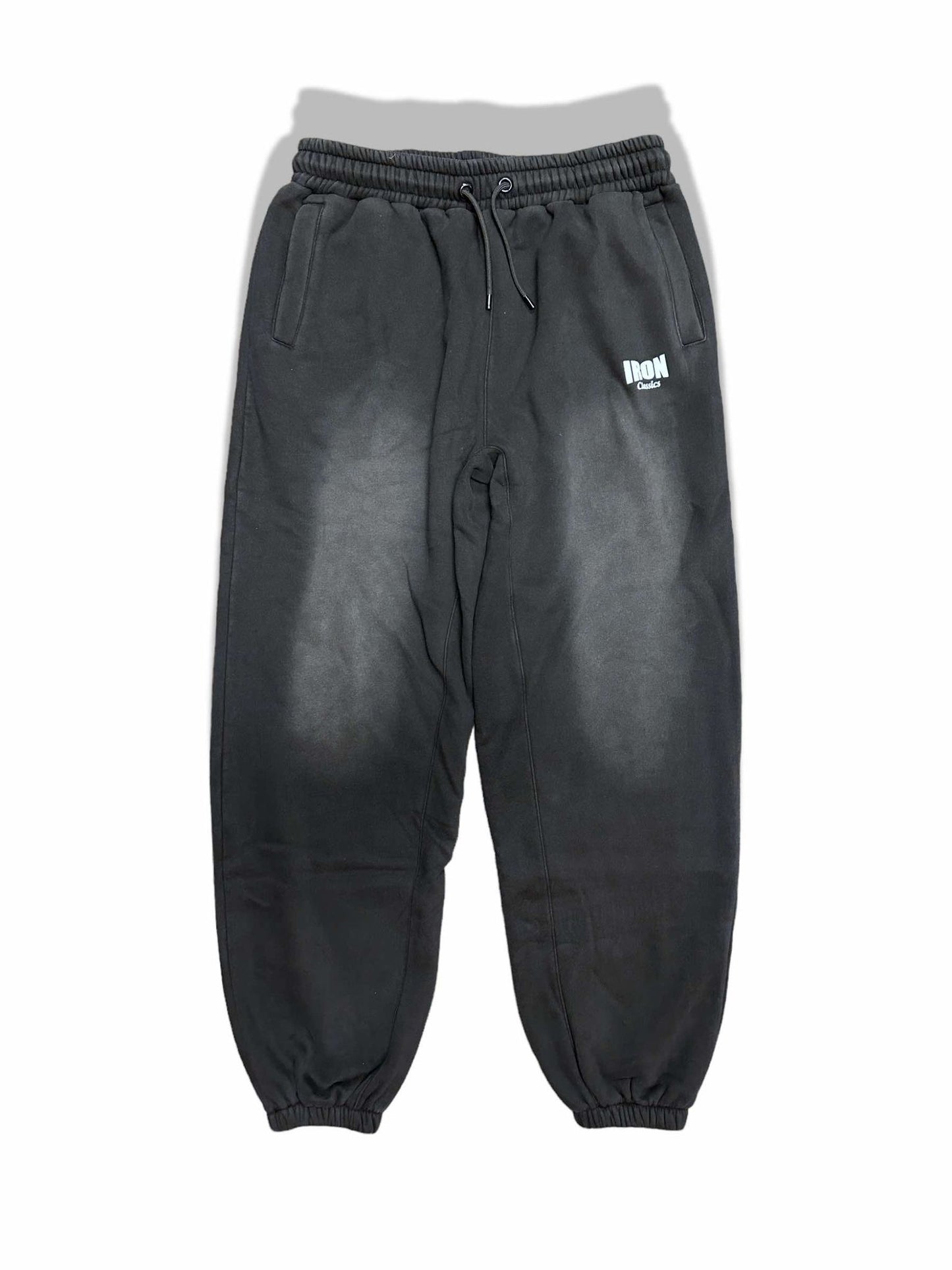 BLACK ACID WASH SWEAT PANTS - BLACK COLOR