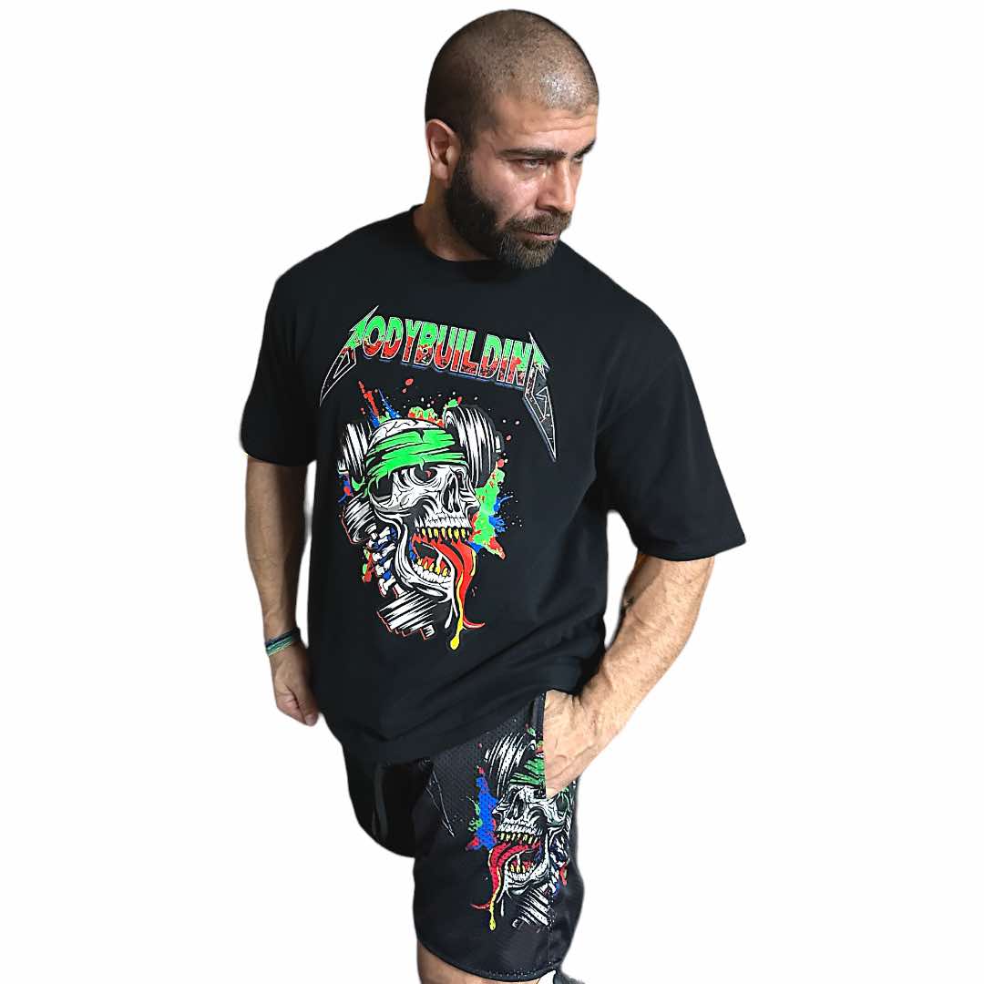 BLACK RELAX FIT TEE - GREEN NEON METALLICA LOCO