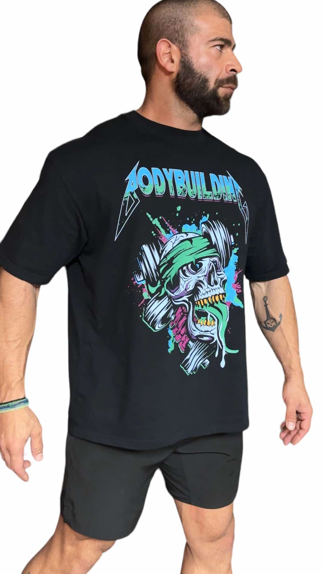 BLACK RELAX FIT TEE - BLEU NEON METALLICA LOGO