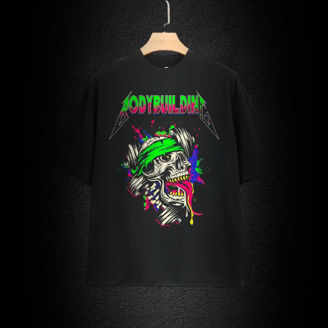BLACK RELAX FIT TEE - GREEN NEON METALLICA LOCO