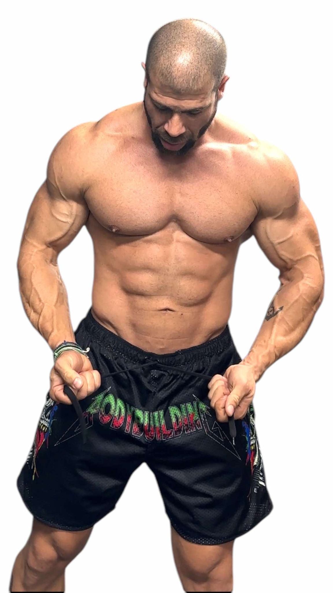 MESH 5" SHORTS - GREEN NEON METALLICA LOGO