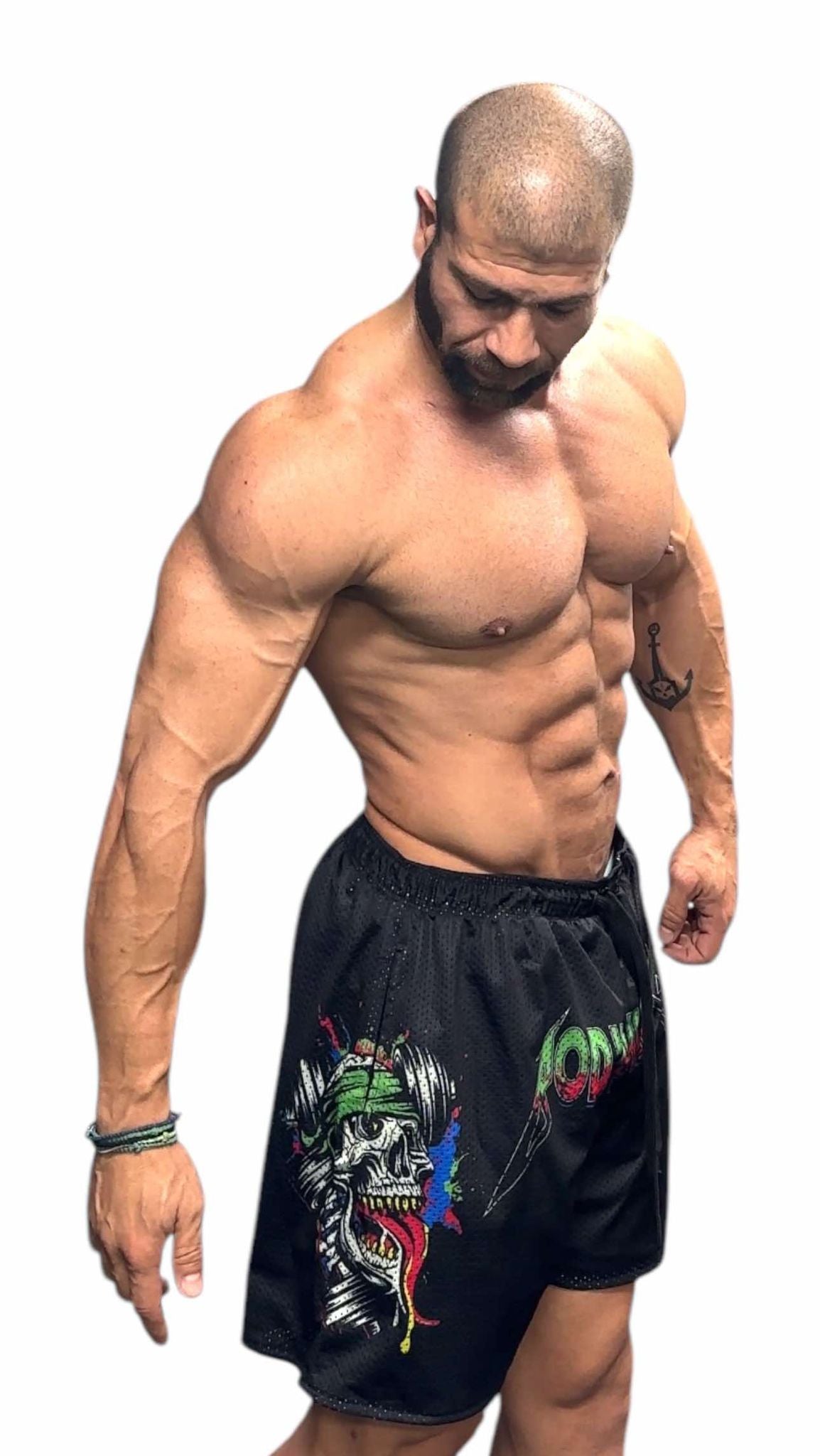 MESH 5" SHORTS - GREEN NEON METALLICA LOGO