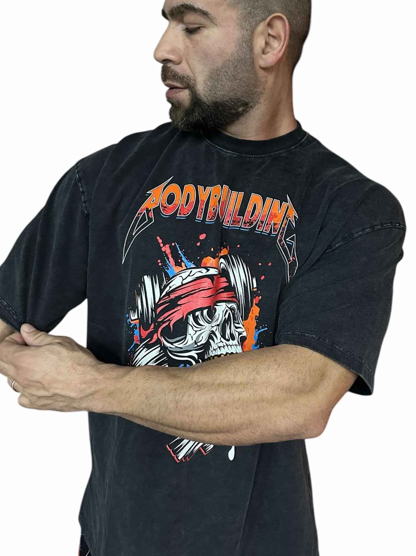 ACID WASH OVERSIZED TEE - ORANGE METALLICA LOGO