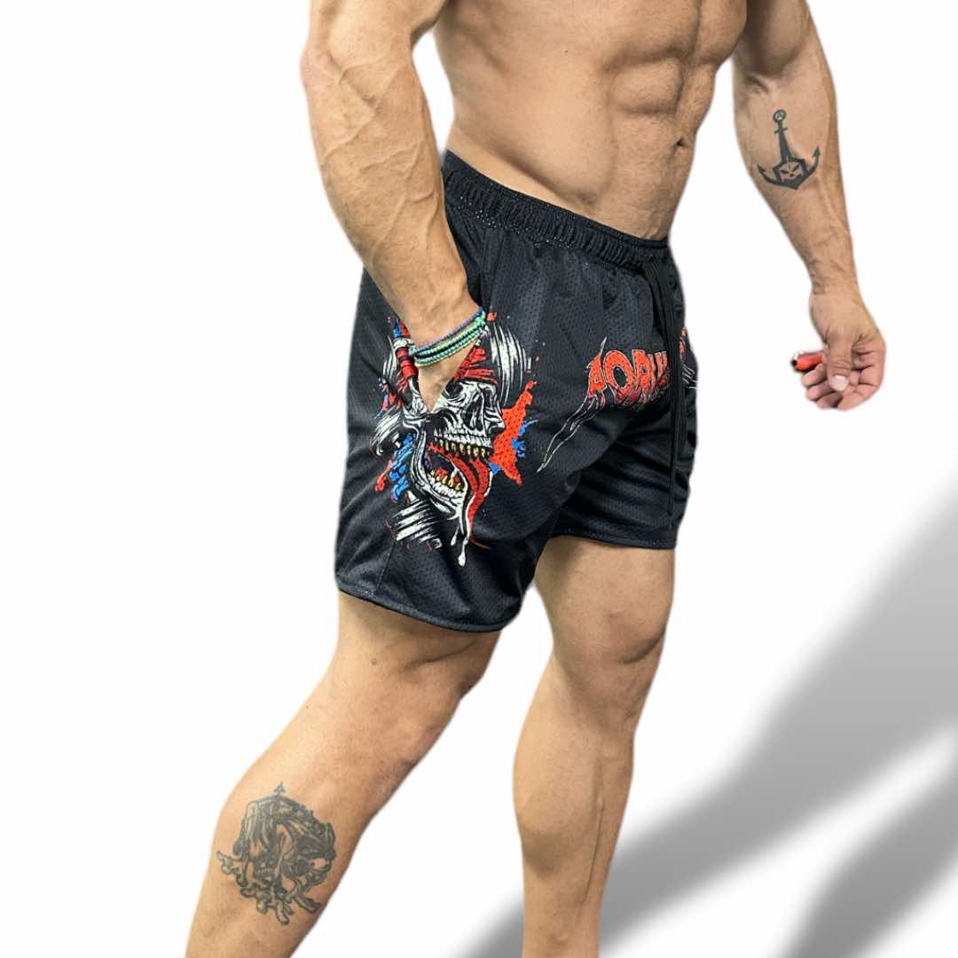 MESH 5" SHORTS - RED METALLICA LOGO