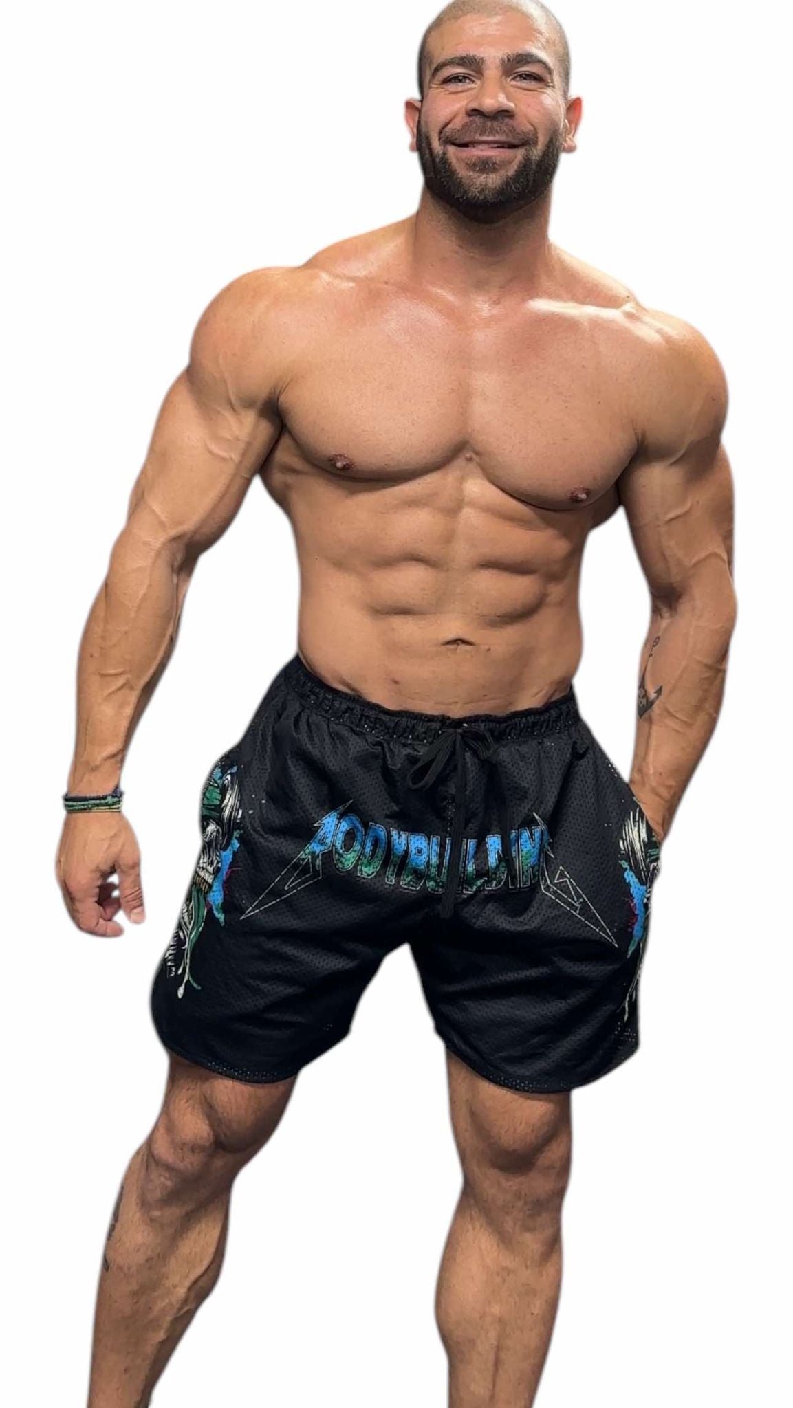 MESH 5" SHORTS - BLEU NEON METALLICA LOGO