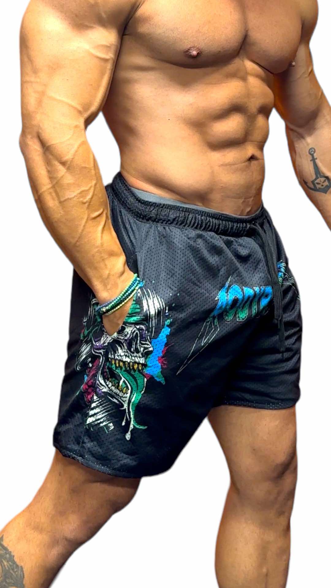 MESH 5" SHORTS - BLEU NEON METALLICA LOGO