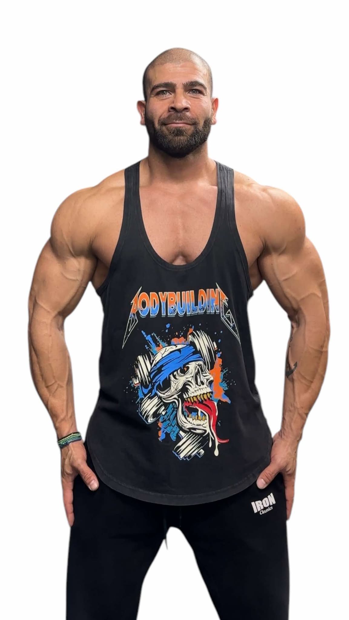 BLACK ACID WASH TANK TOP - ORANGE METALLICA LOGO