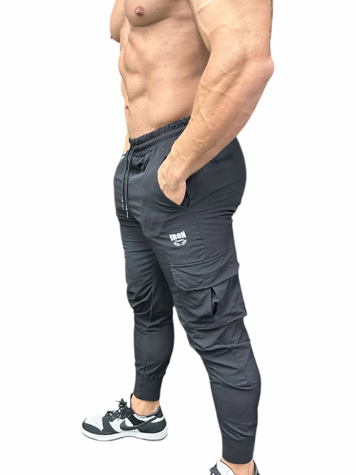 BLACK CARGO JOGGERS - BLACK COLOR