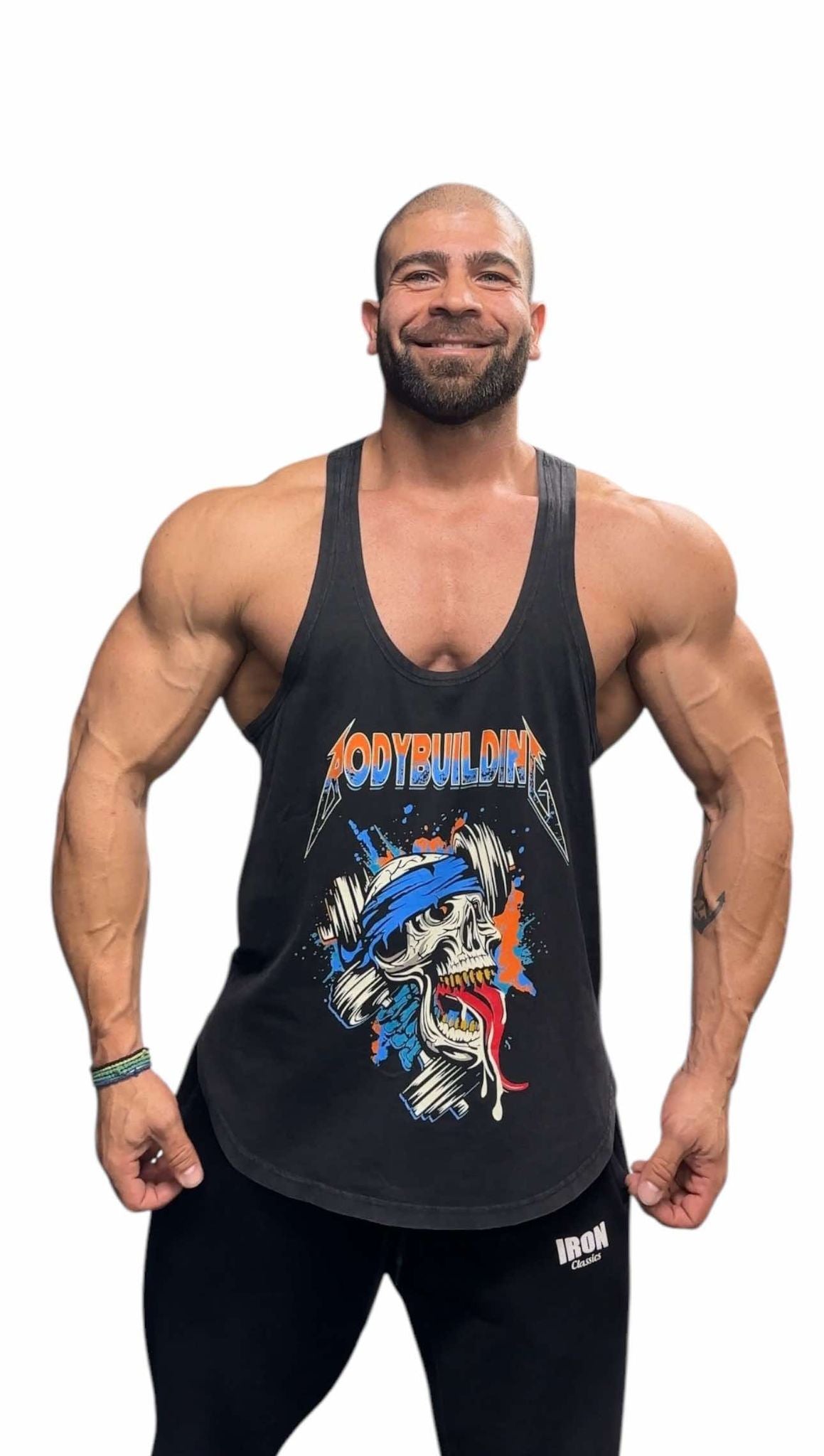 BLACK ACID WASH TANK TOP - ORANGE METALLICA LOGO