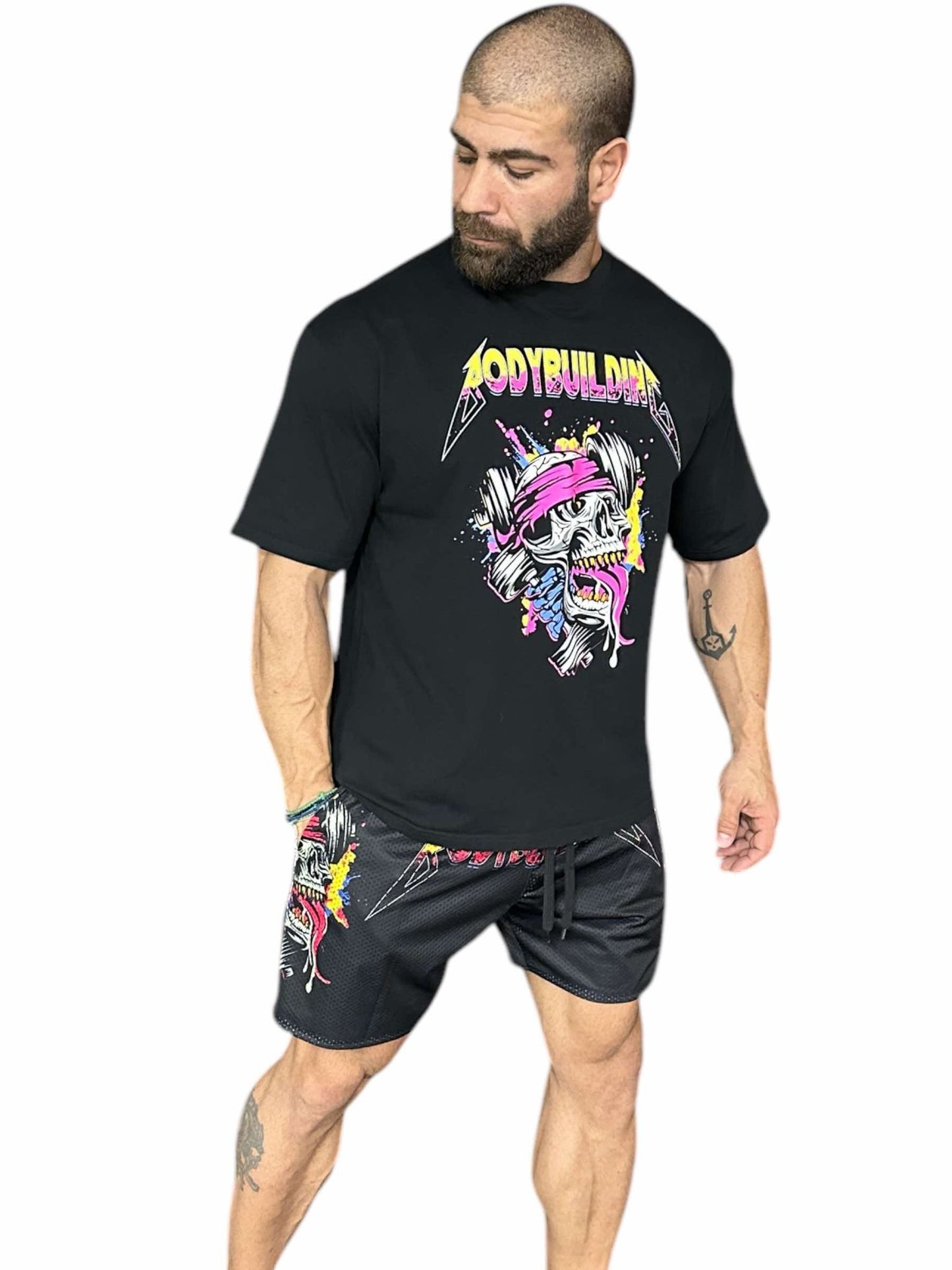 BLACK RELAX FIT TEE - PINK METALLICA LOGO