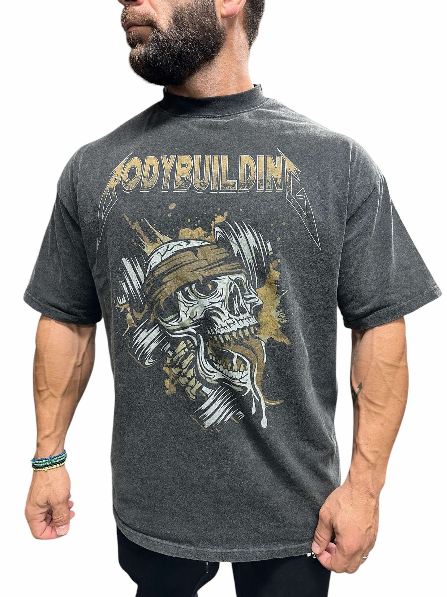 ACID WASH OVERSIZED TEE - BROWN METALLICA LOGO