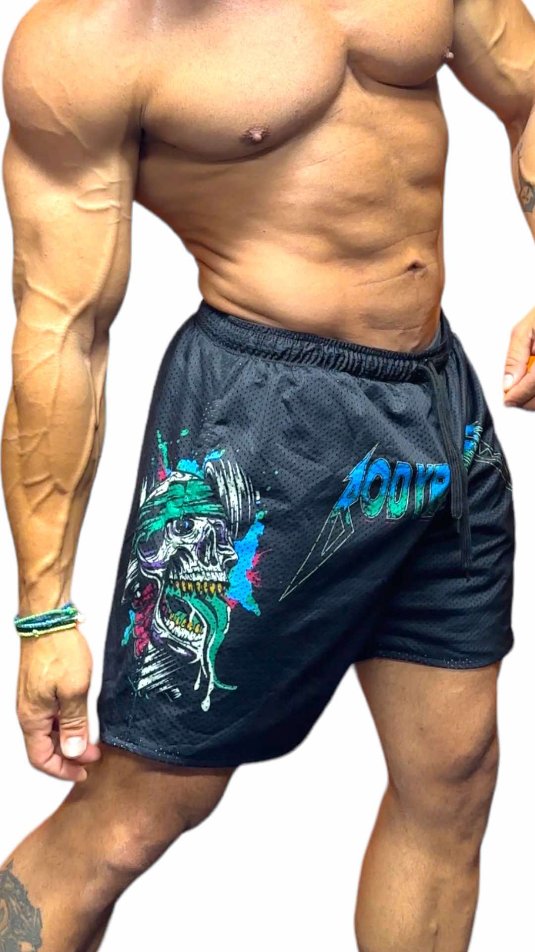MESH 5" SHORTS - BLEU NEON METALLICA LOGO