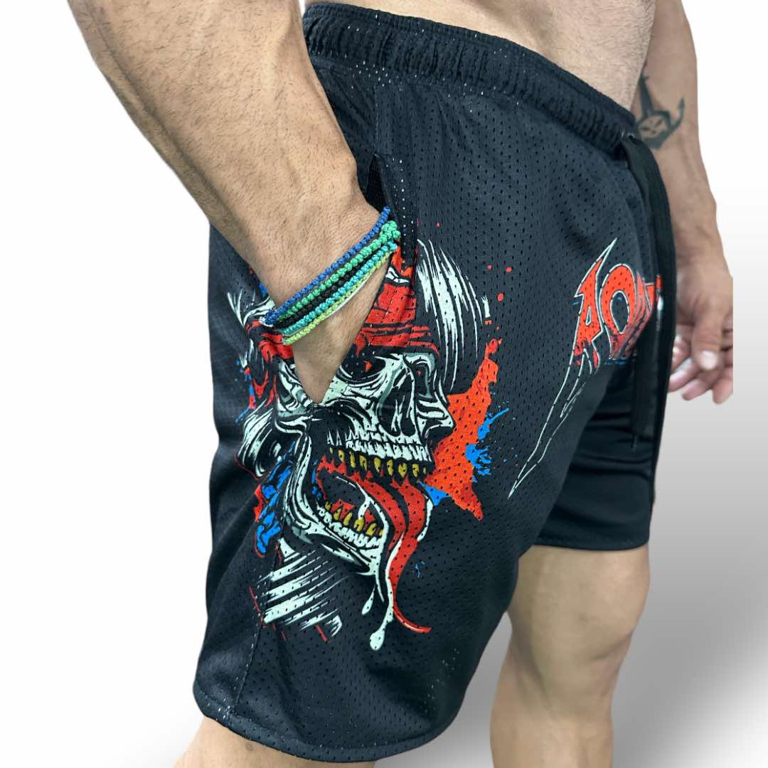 MESH 5" SHORTS - RED METALLICA LOGO