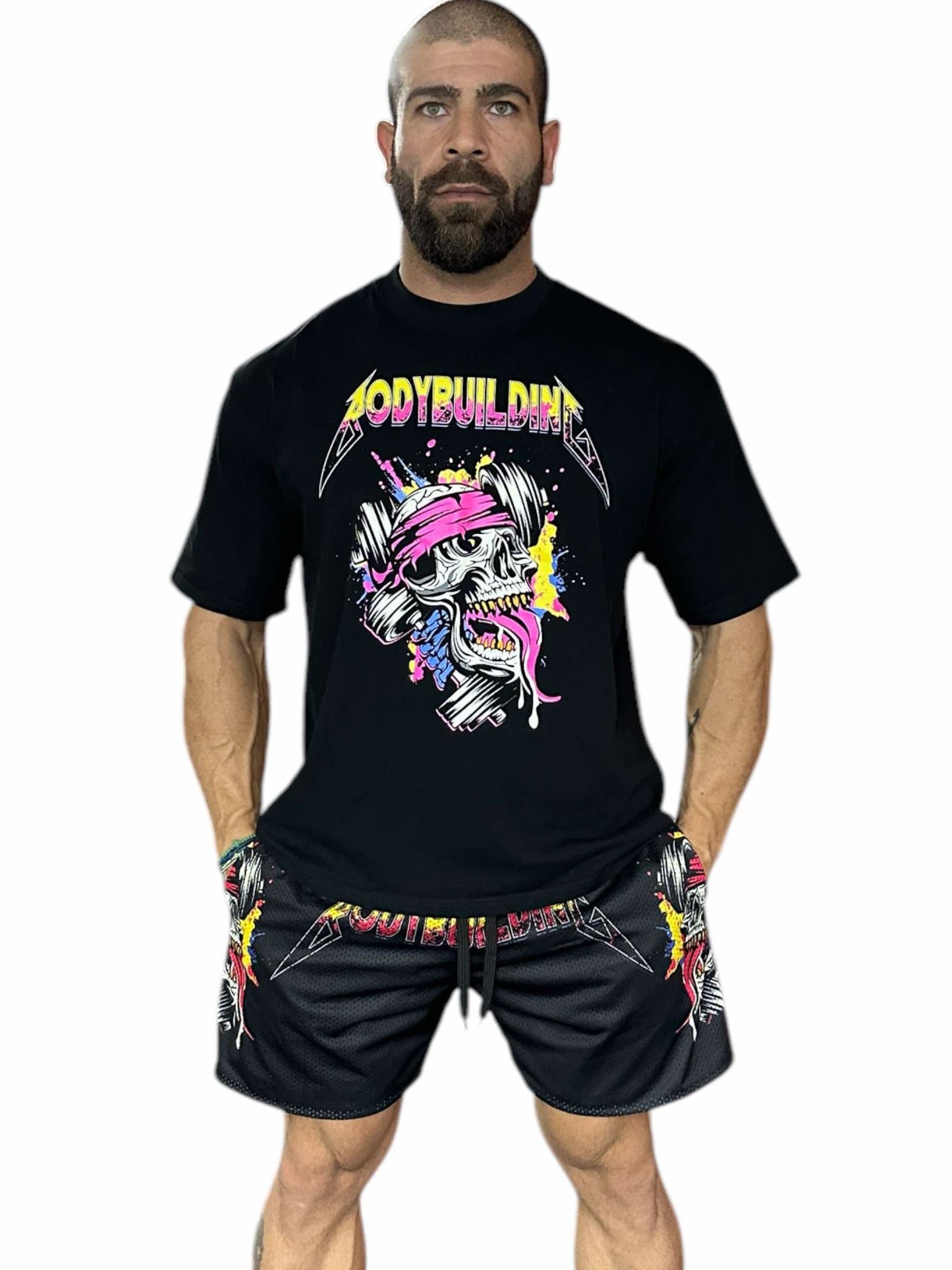 BLACK RELAX FIT TEE - PINK METALLICA LOGO