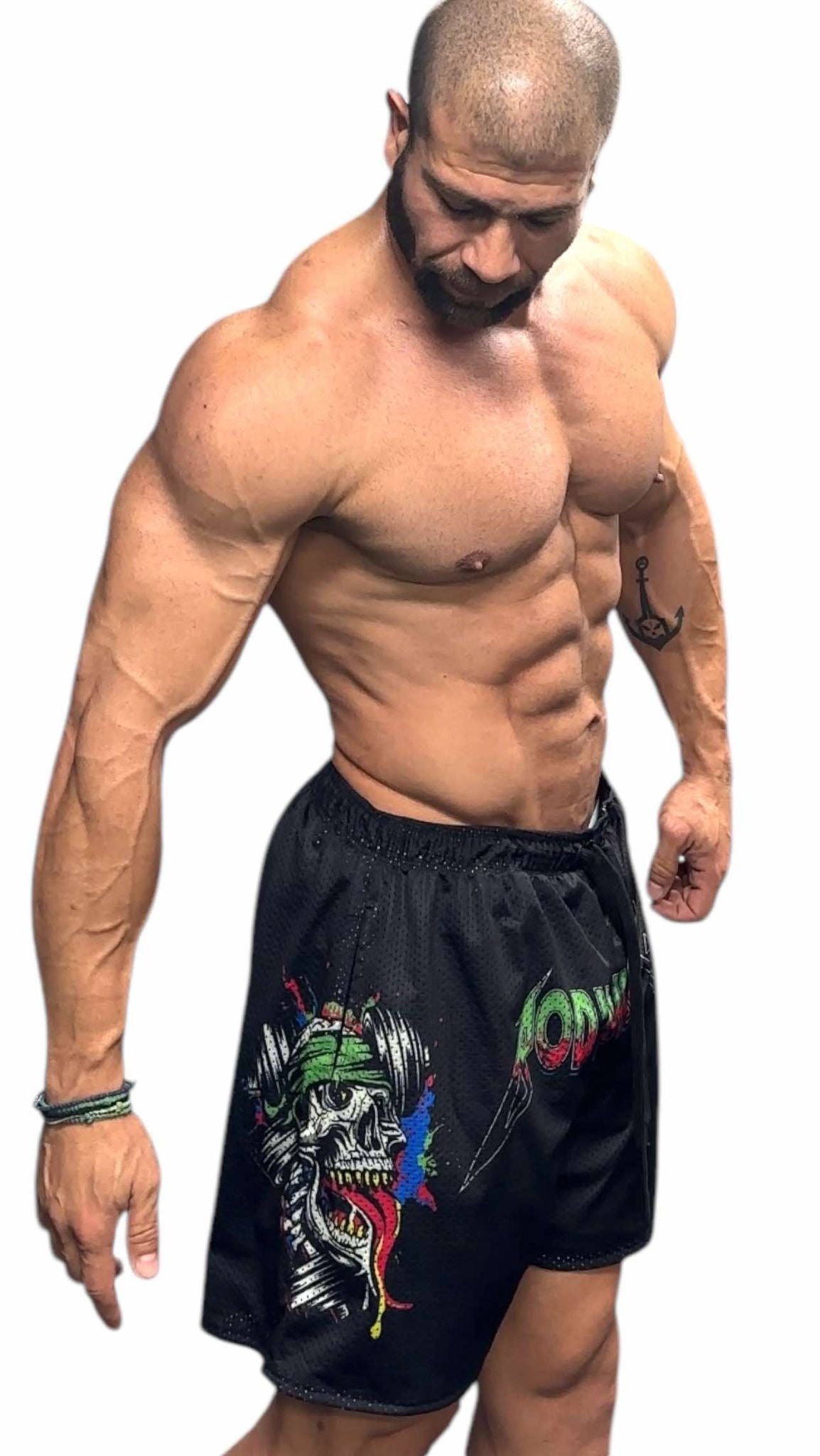 MESH 5" SHORTS - GREEN NEON METALLICA LOGO