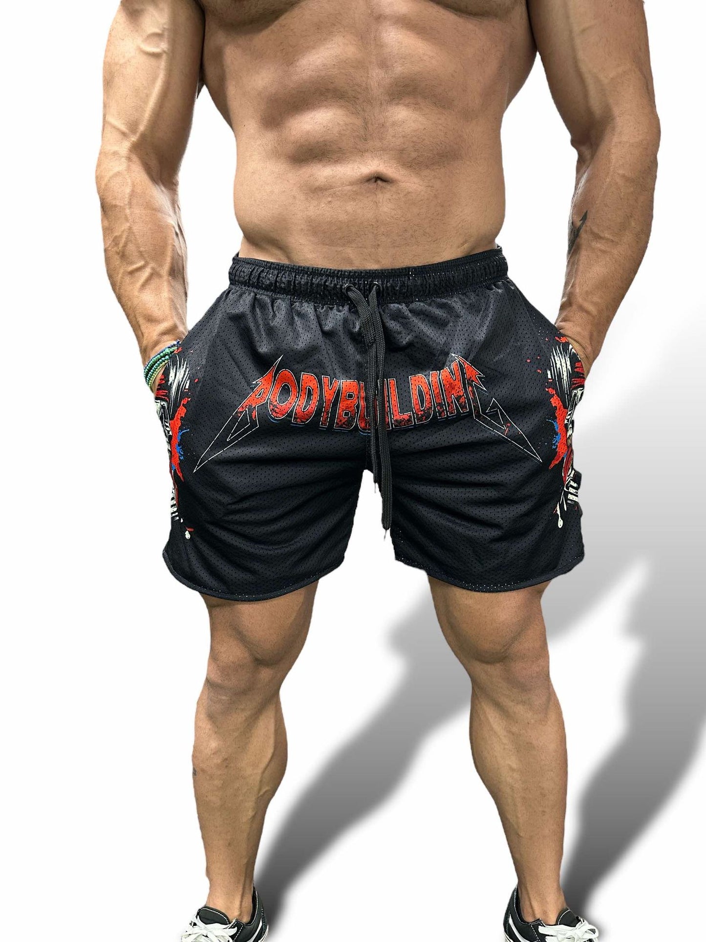 MESH 5" SHORTS - RED METALLICA LOGO