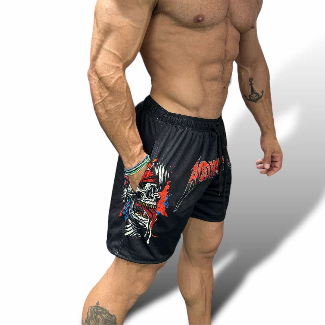 MESH 5" SHORTS - RED METALLICA LOGO
