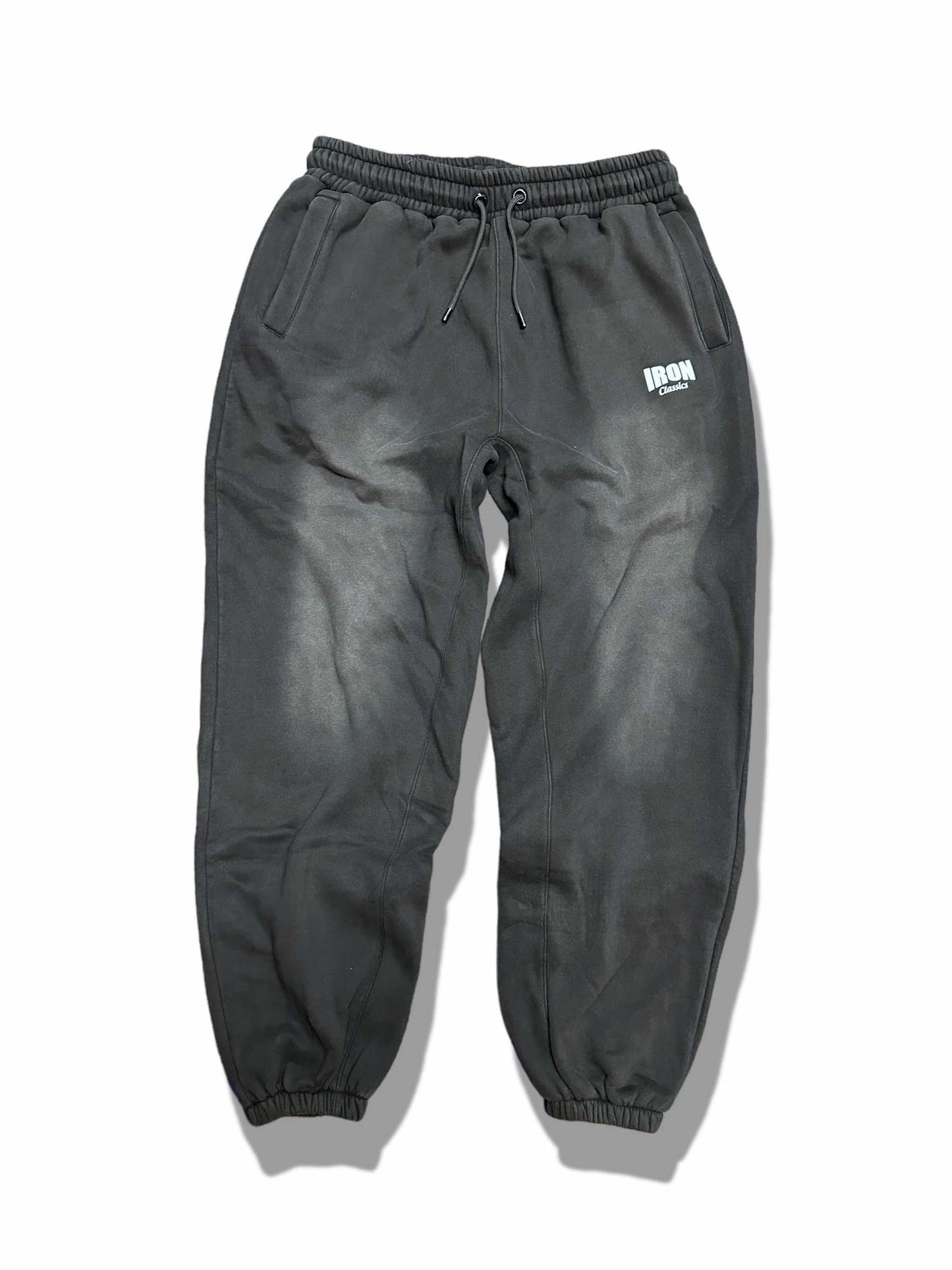 BLACK ACID WASH SWEAT PANTS - BLACK COLOR