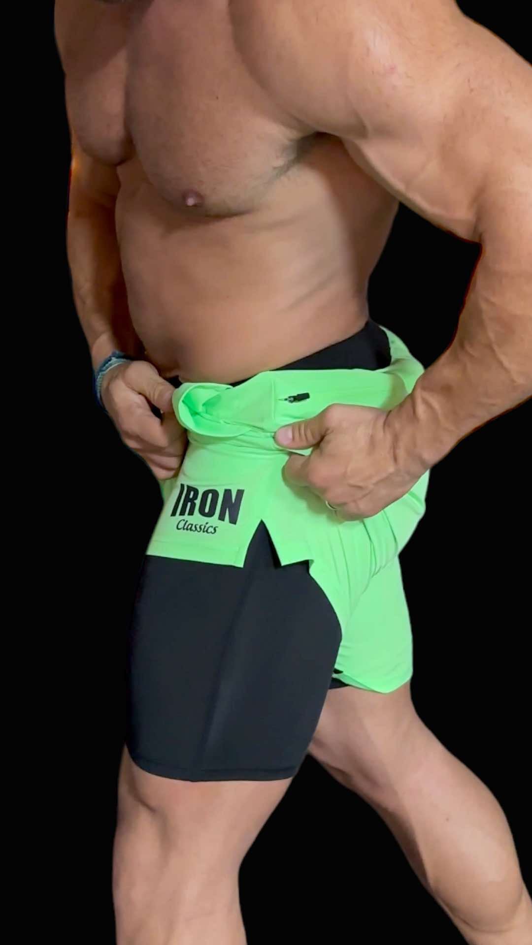 HIGH PERFORMANCE 7" SHORTS - GREEN NEON COLOR