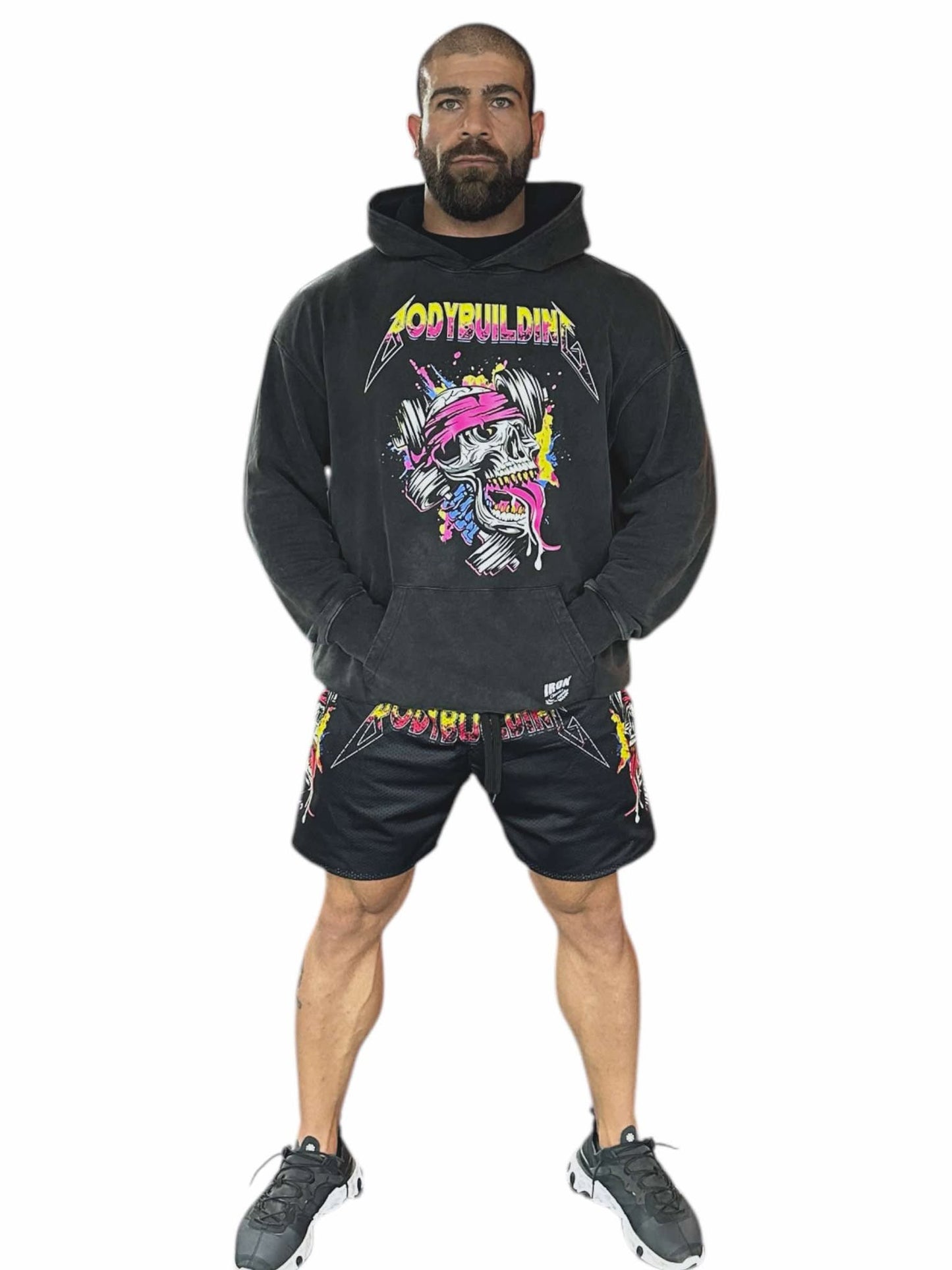 ACID WASH FRENCH TERRY HOODIE - PINK METALLICA LOGO