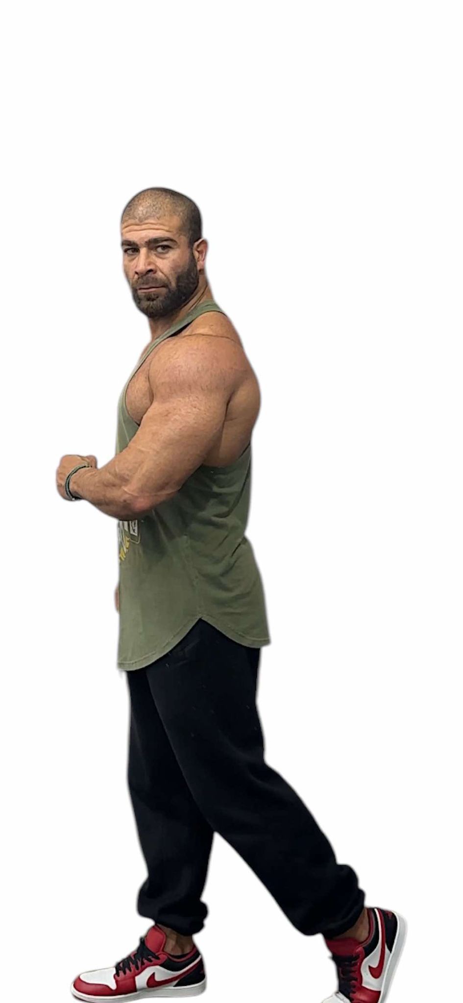 MILITARY GREEN ACID WASH TANK TOP - IC YELLOW LOGO