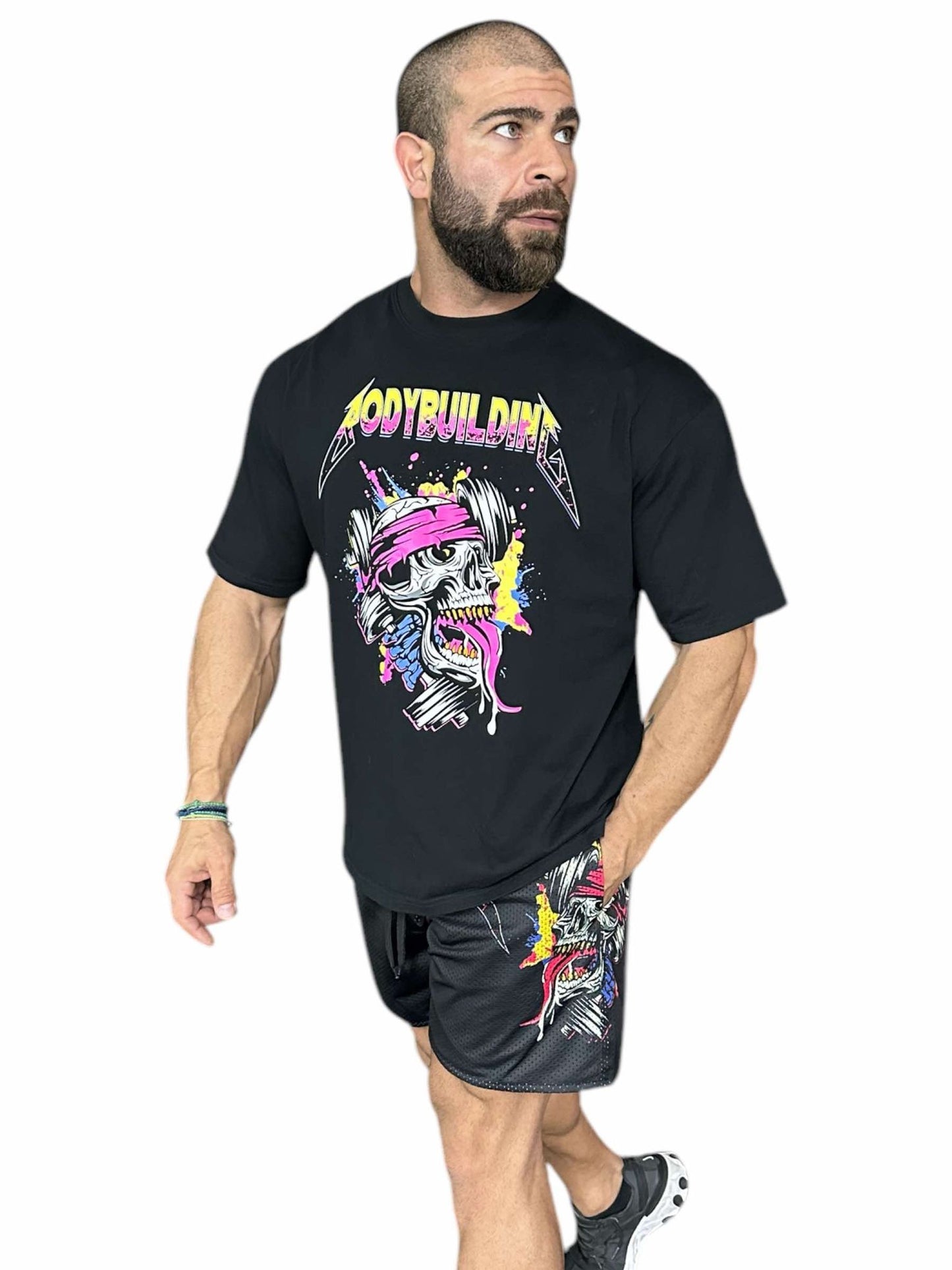BLACK RELAX FIT TEE - PINK METALLICA LOGO