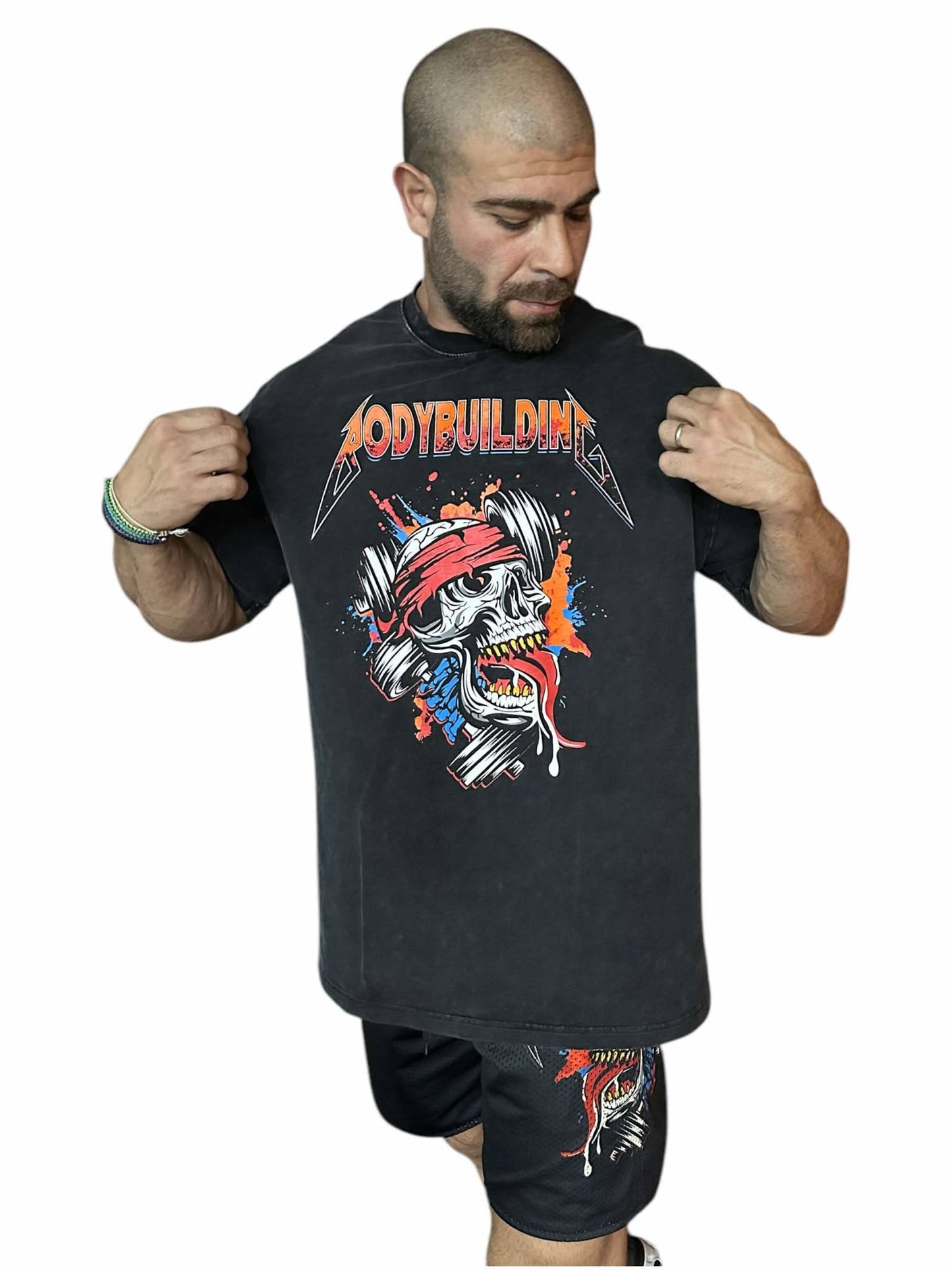 ACID WASH OVERSIZED TEE - ORANGE METALLICA LOGO