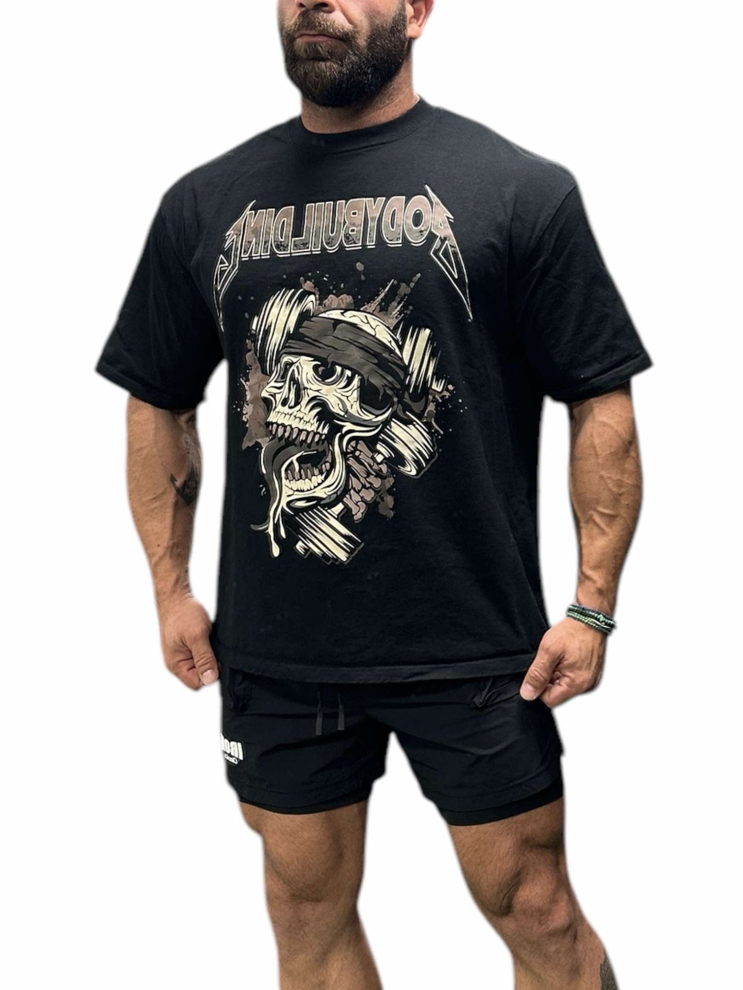 BLACK RELAX FIT TEE -BROWN METALICA LOGO