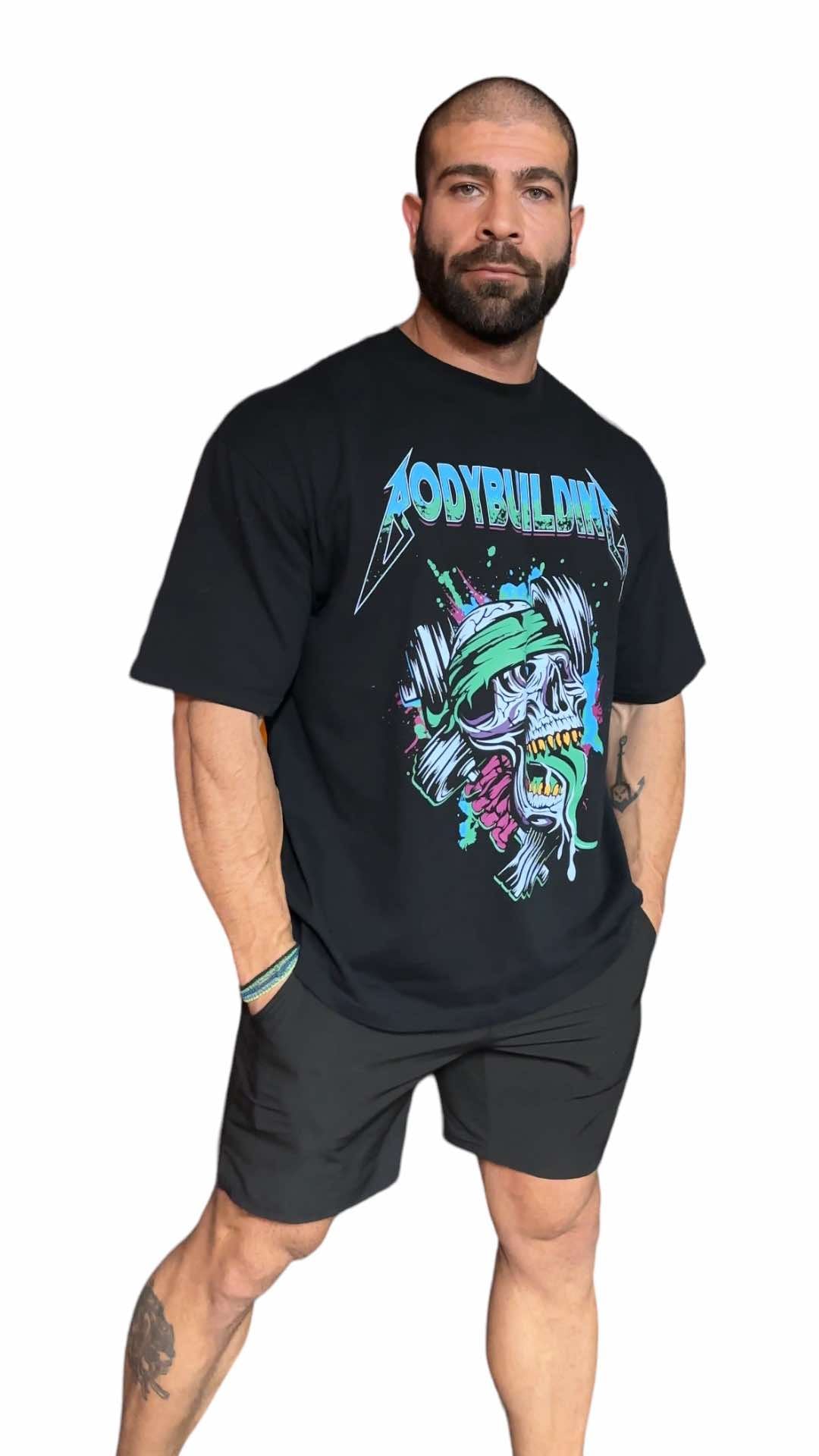 BLACK RELAX FIT TEE - BLEU NEON METALLICA LOGO