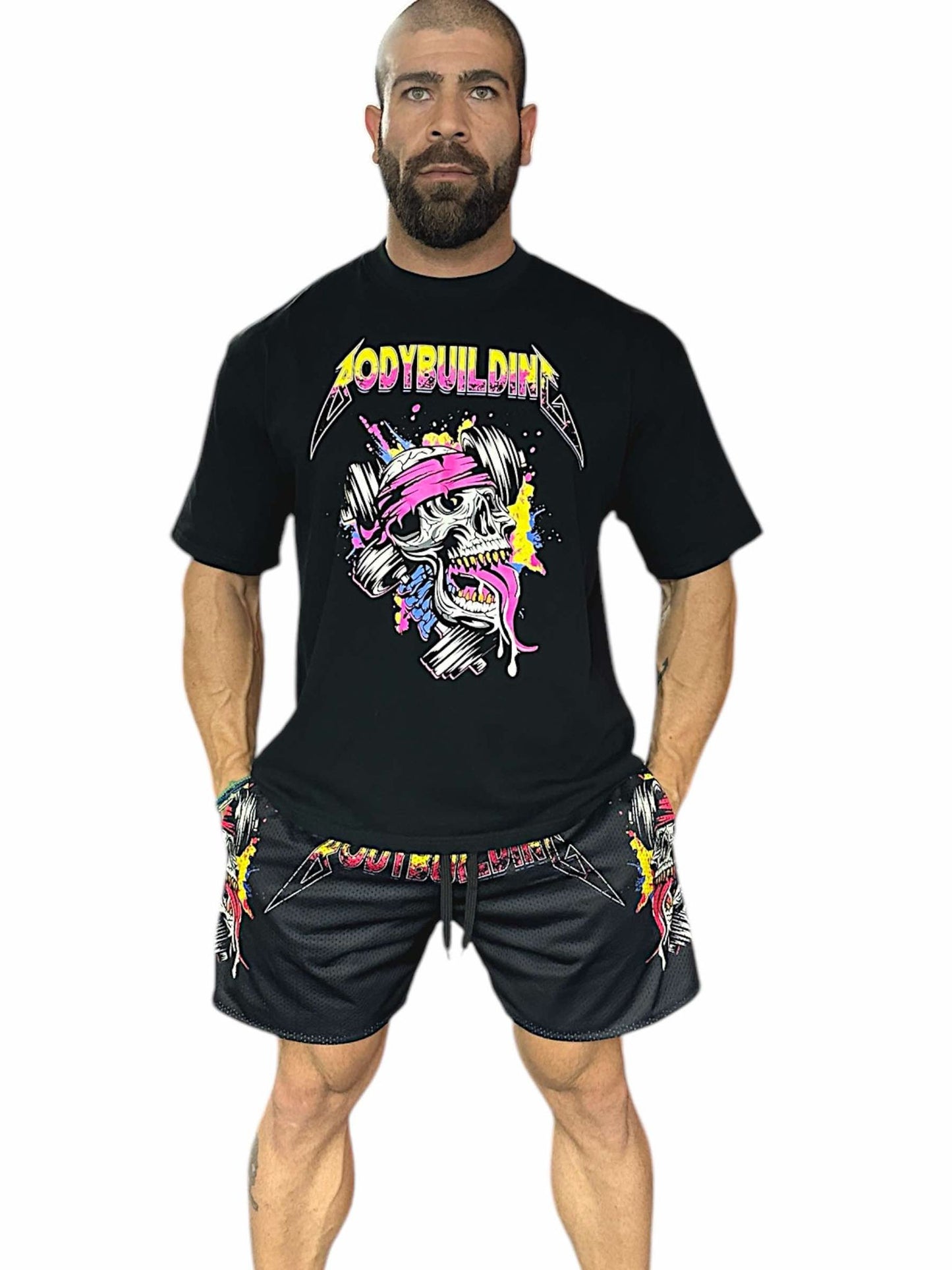 MESH 5" SHORTS - PINK METALLICA LOGO