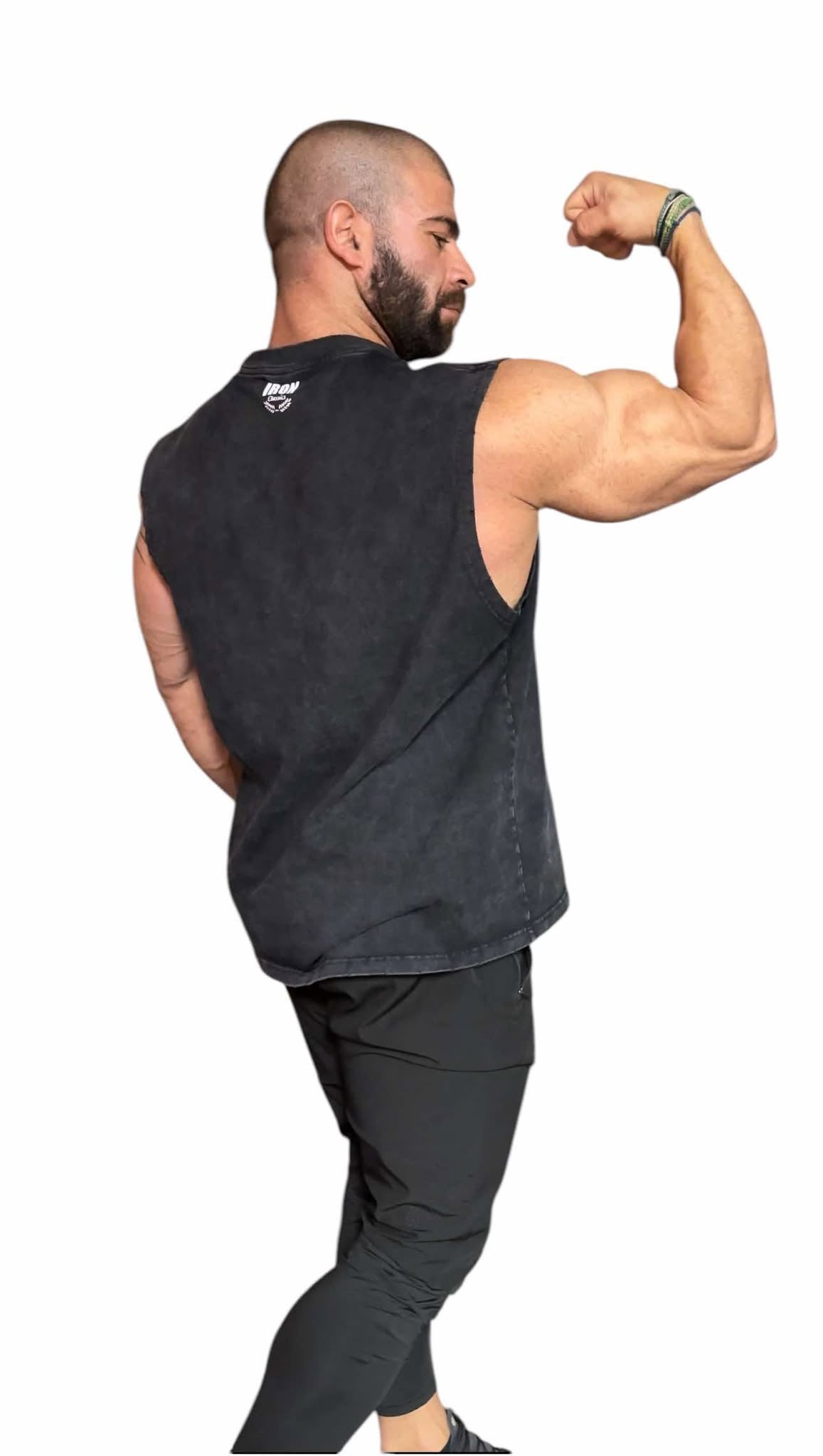 BLACK ACID WASH SLEEVELESS TEE - PINK METALLICA LOGO