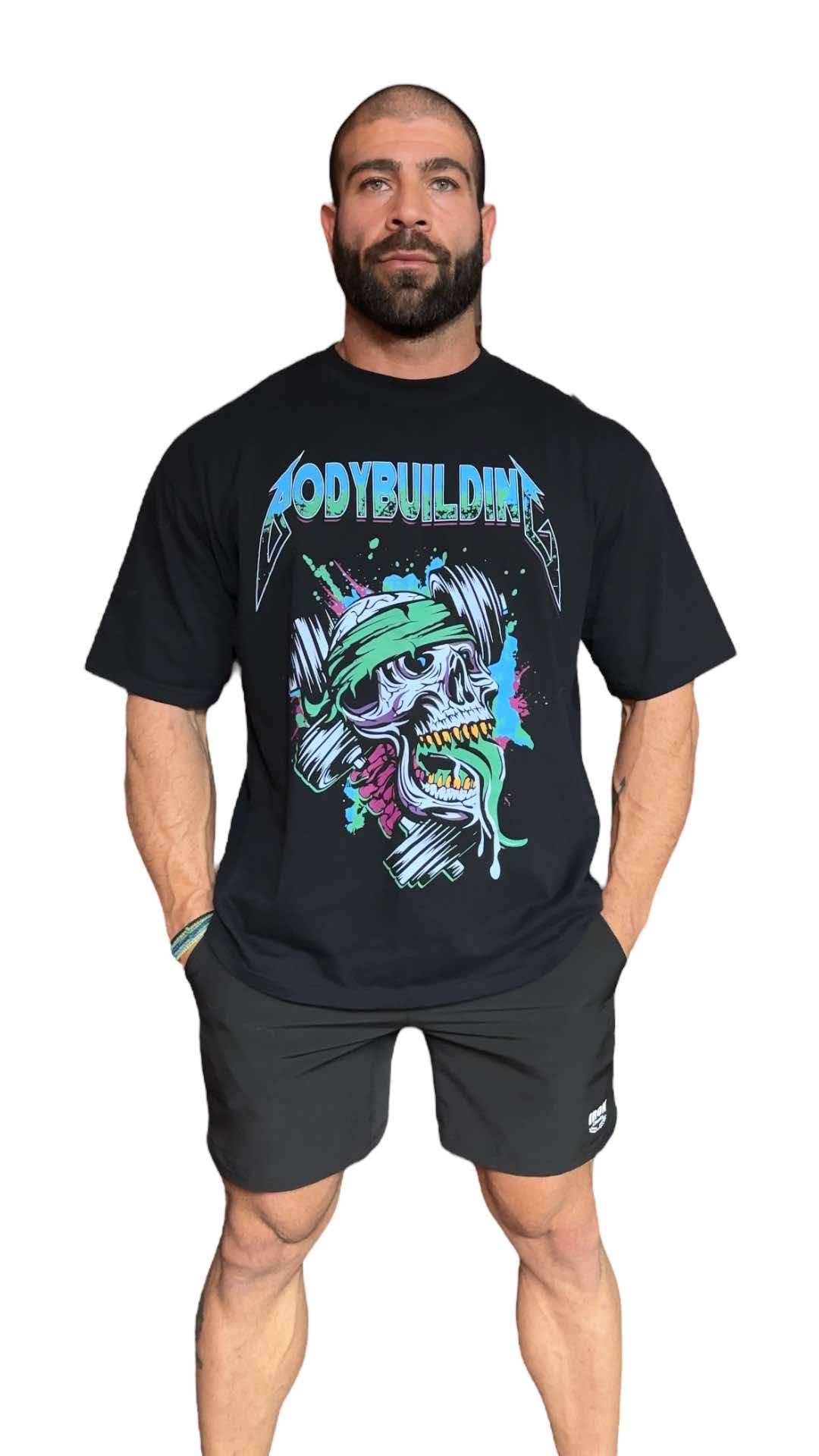 BLACK RELAX FIT TEE - BLEU NEON METALLICA LOGO