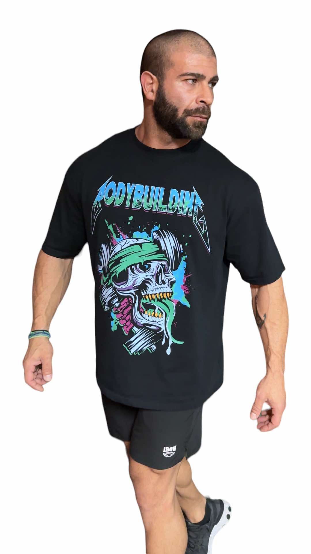 BLACK RELAX FIT TEE - BLEU NEON METALLICA LOGO