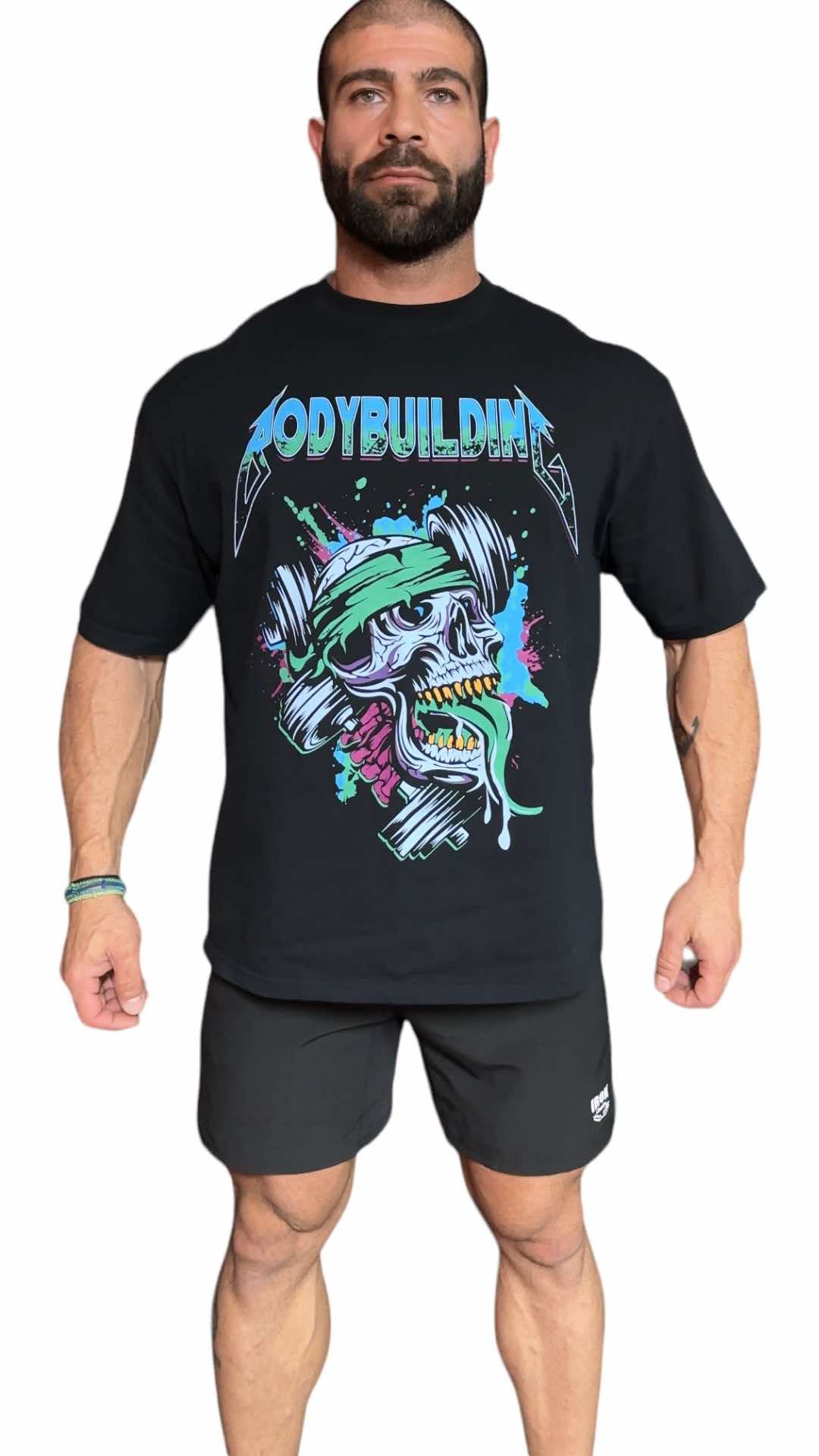 BLACK RELAX FIT TEE - BLEU NEON METALLICA LOGO