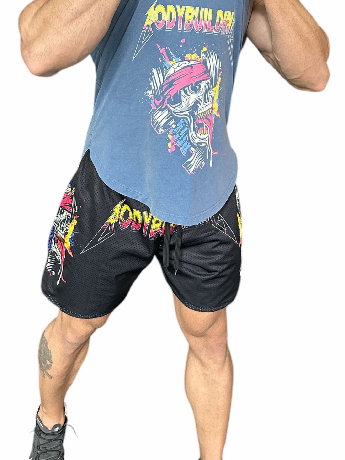 MESH 5" SHORTS - PINK METALLICA LOGO