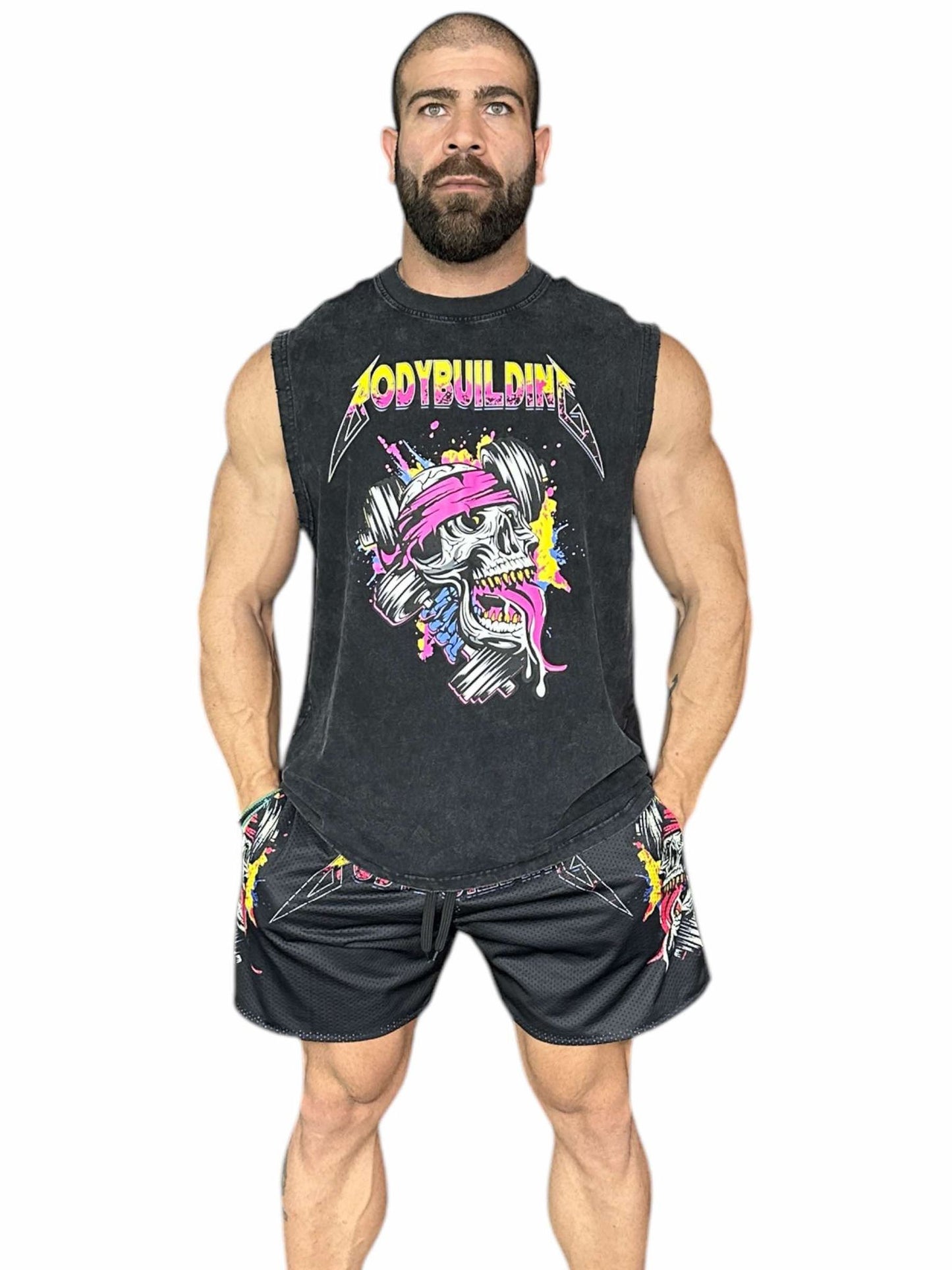 MESH 5" SHORTS - PINK METALLICA LOGO