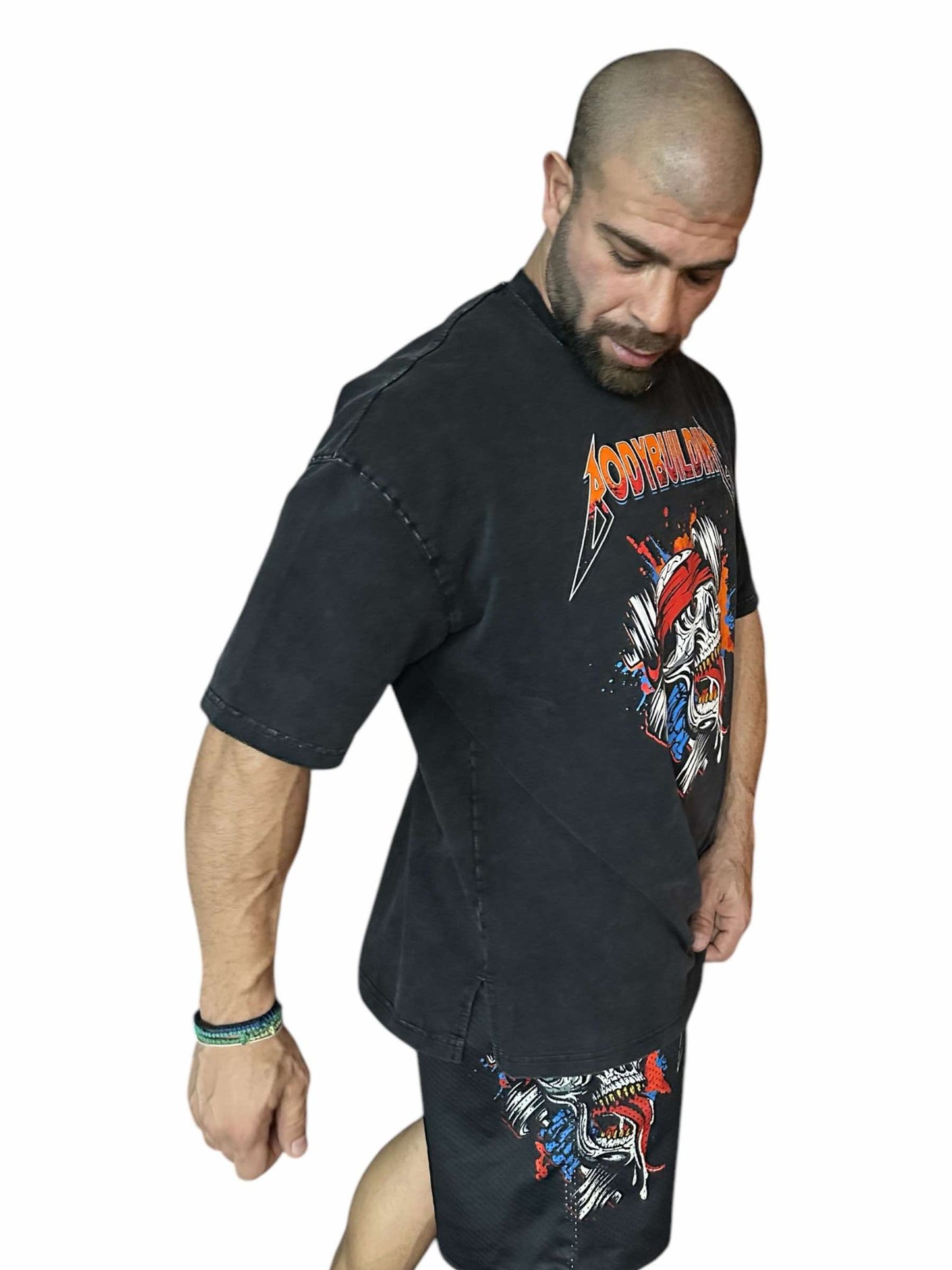 ACID WASH OVERSIZED TEE - ORANGE METALLICA LOGO