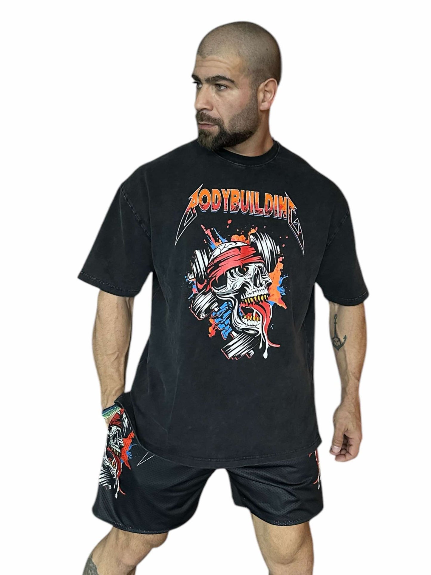 ACID WASH OVERSIZED TEE - ORANGE METALLICA LOGO