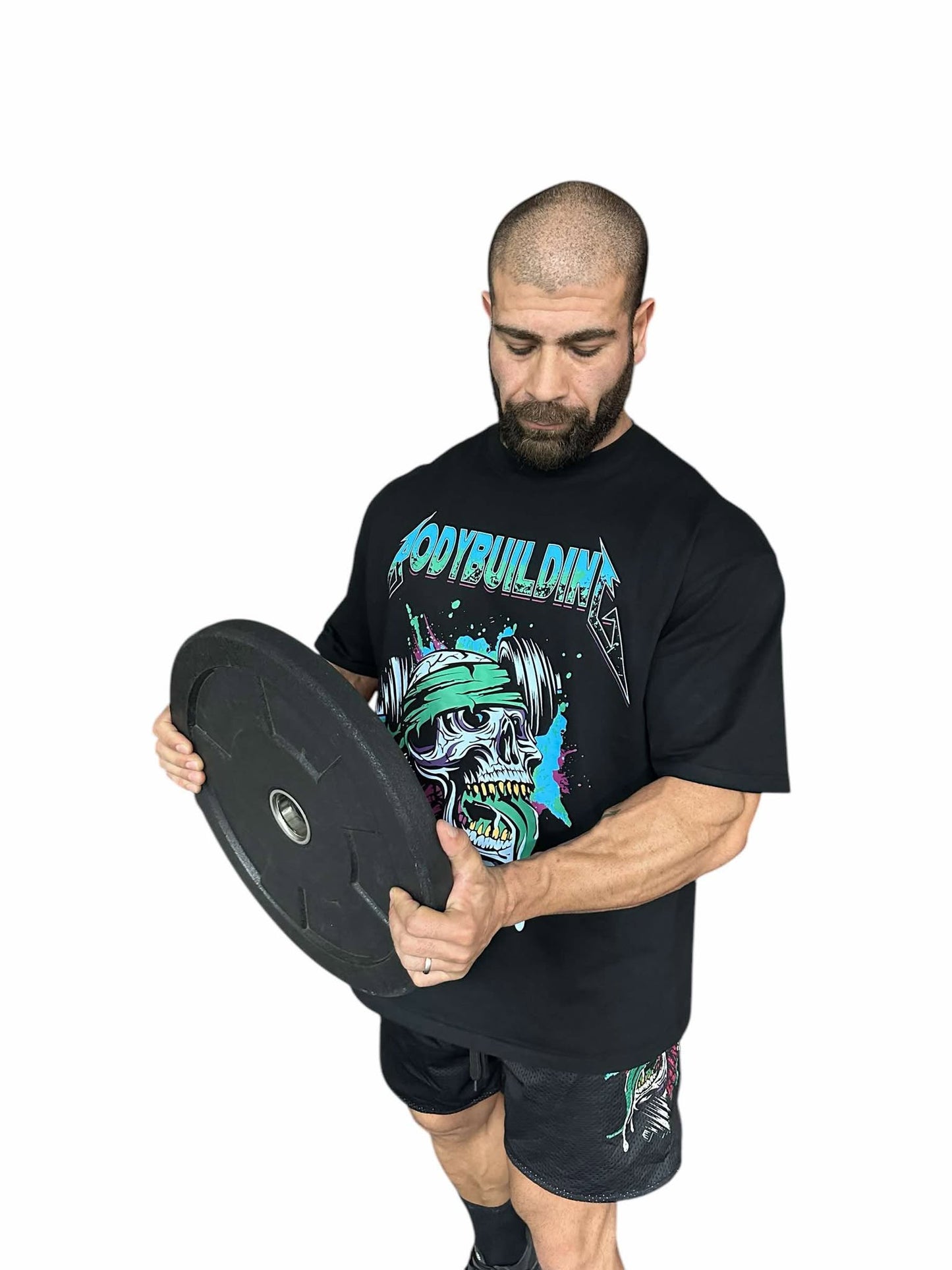 BLACK RELAX FIT TEE - BLEU NEON METALLICA LOGO
