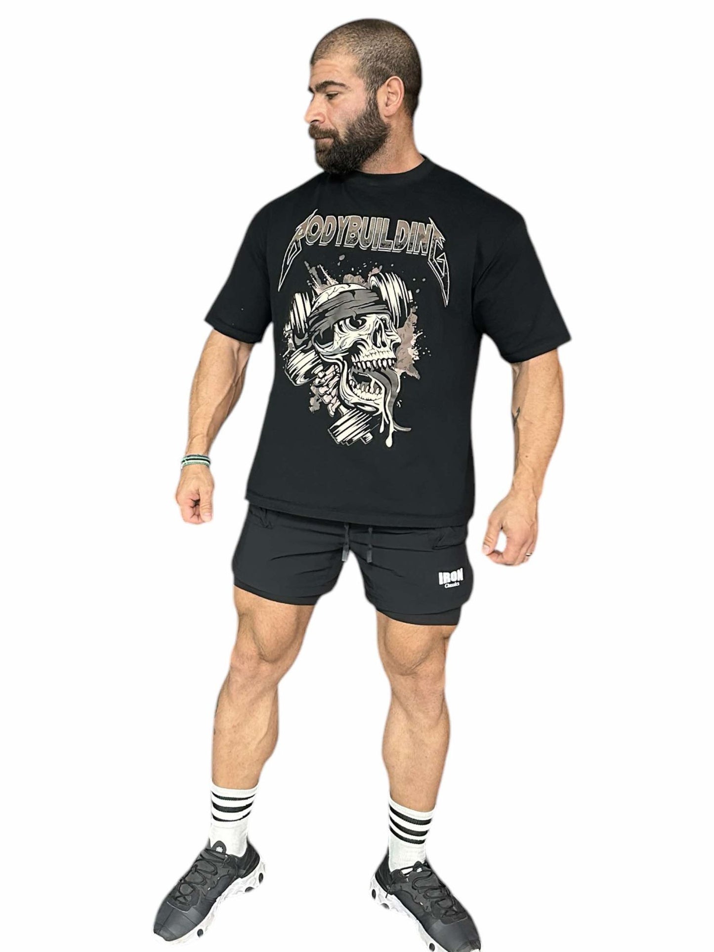 BLACK RELAX FIT TEE -BROWN METALICA LOGO