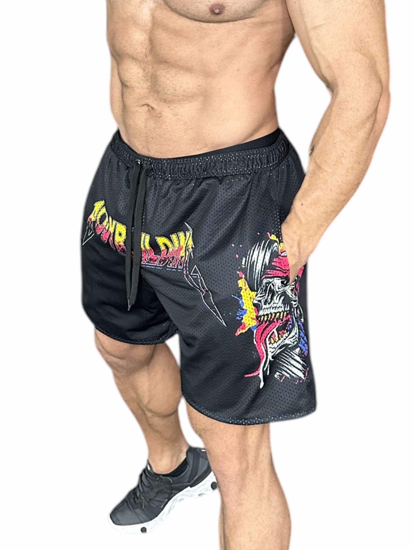 MESH 5" SHORTS - PINK METALLICA LOGO